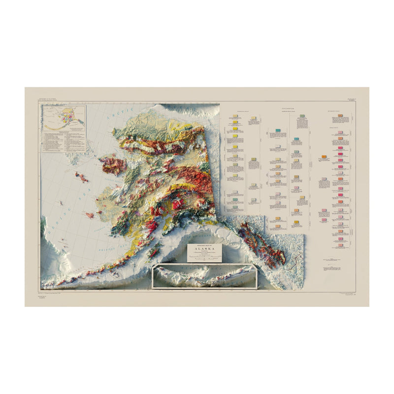 Alaska Geological 1957 Shaded Relief Map - Muir Way - Vintage Relief
