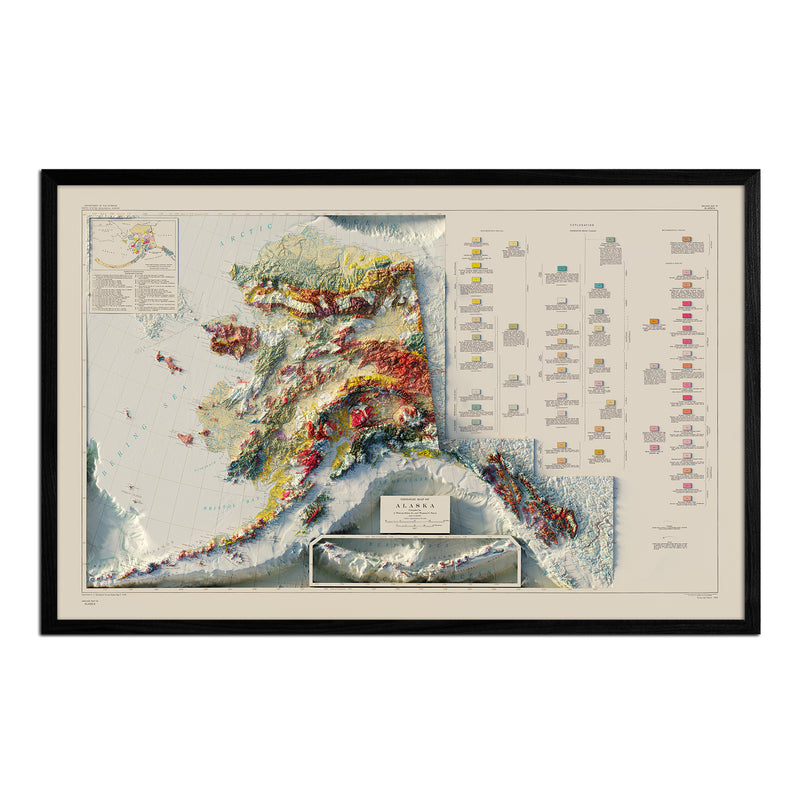 Alaska Geological 1957 Shaded Relief Map - Muir Way - Vintage Relief