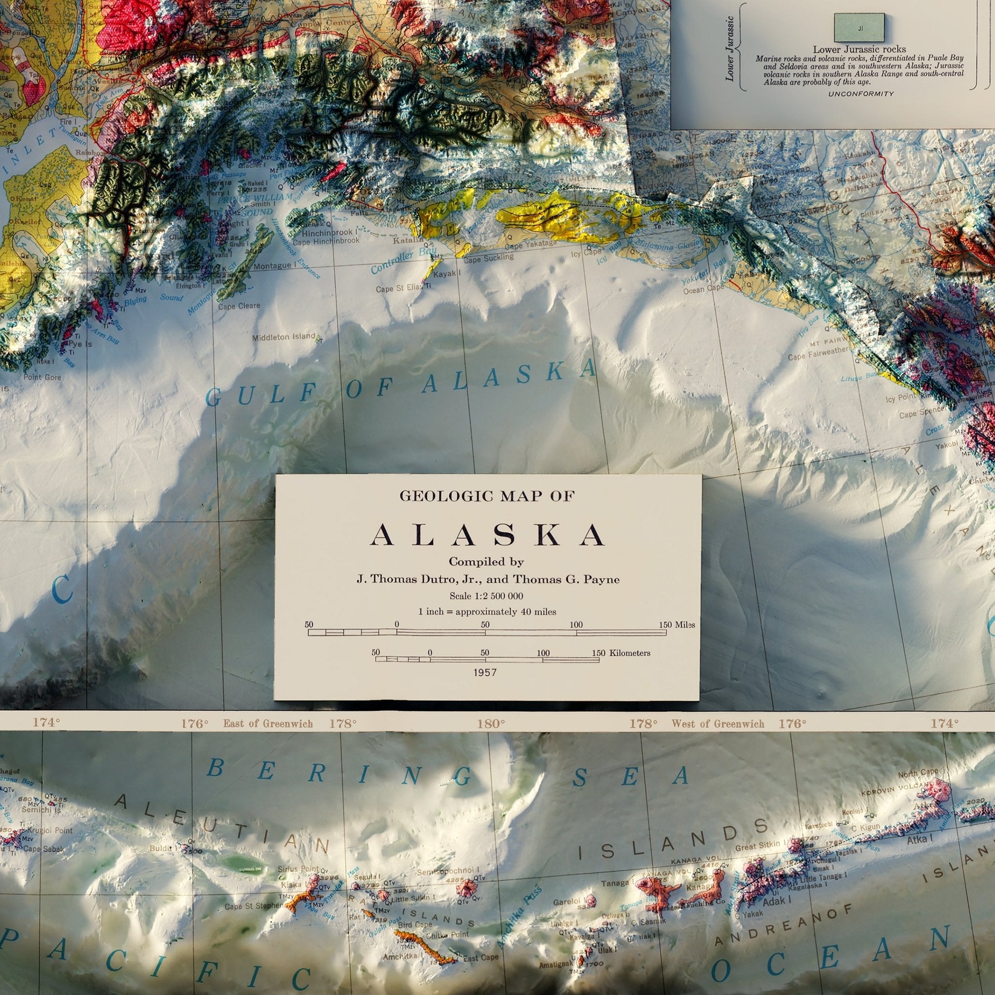 Alaska Geological 1957 Shaded Relief Map - Muir Way - Vintage Relief
