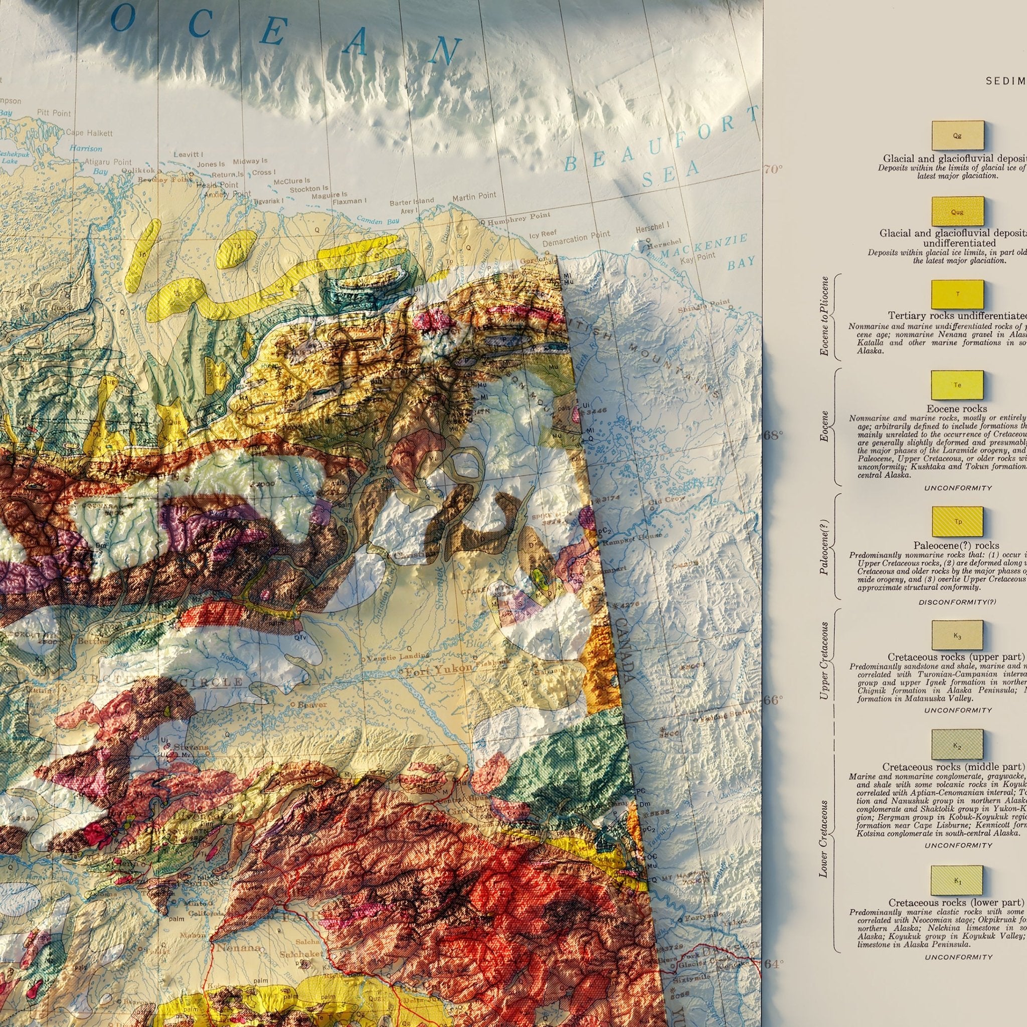 Alaska Geological 1957 Shaded Relief Map - Muir Way - Vintage Relief