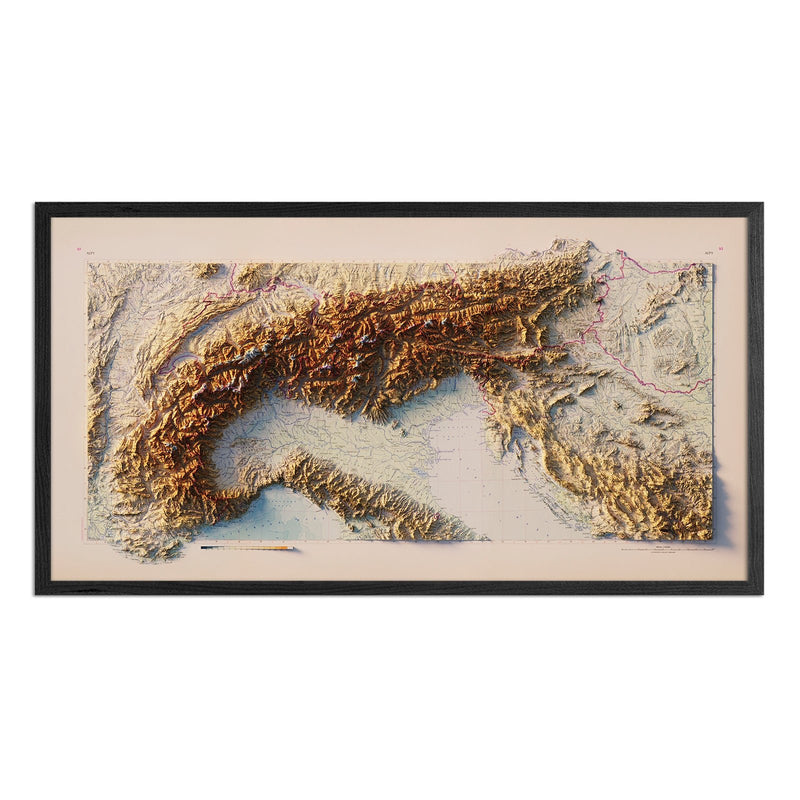 Alps 1965 Shaded Relief Map - Muir Way - Vintage Relief