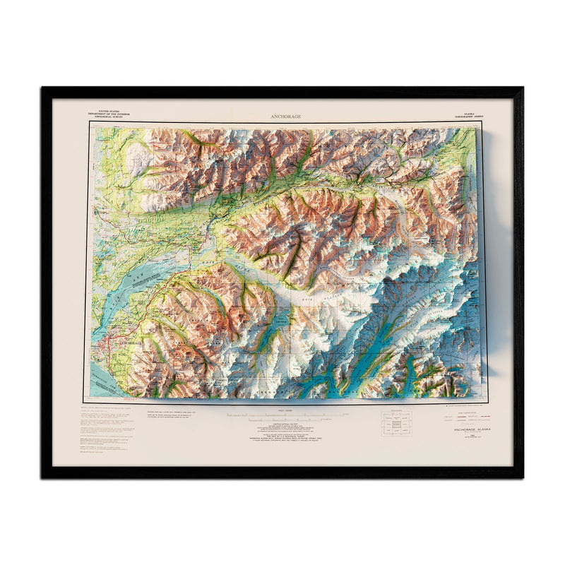 Anchorage, Alaska 1979 Shaded Relief Map - Muir Way - Vintage Relief