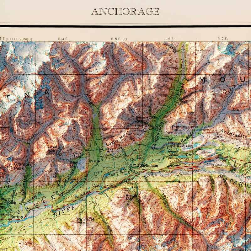 Anchorage, Alaska 1979 Shaded Relief Map - Muir Way - Vintage Relief