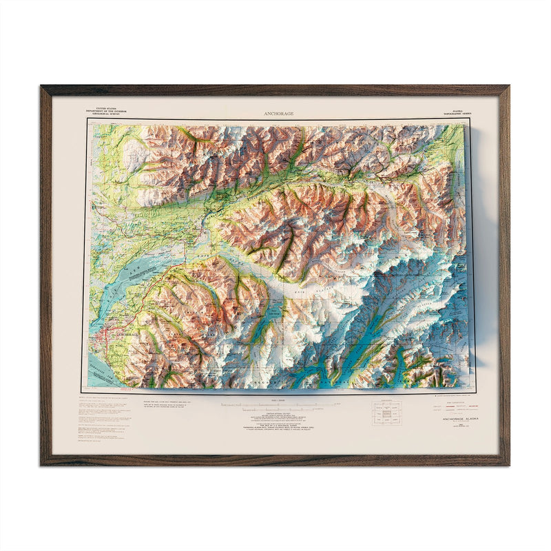 Anchorage, Alaska 1979 Shaded Relief Map - Muir Way - Vintage Relief