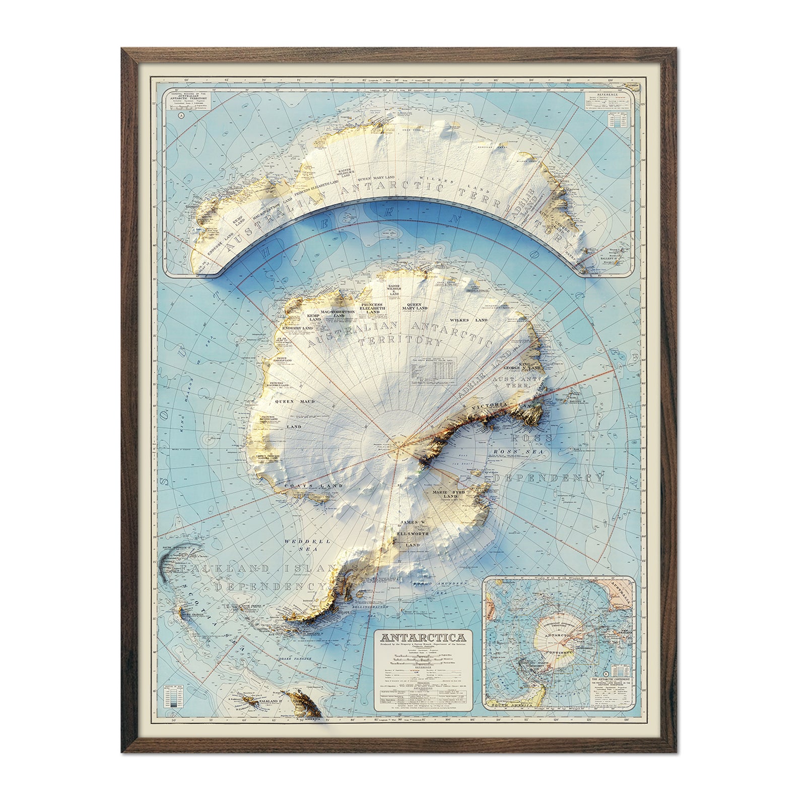 Vintage Antarctica Relief Map - 1939