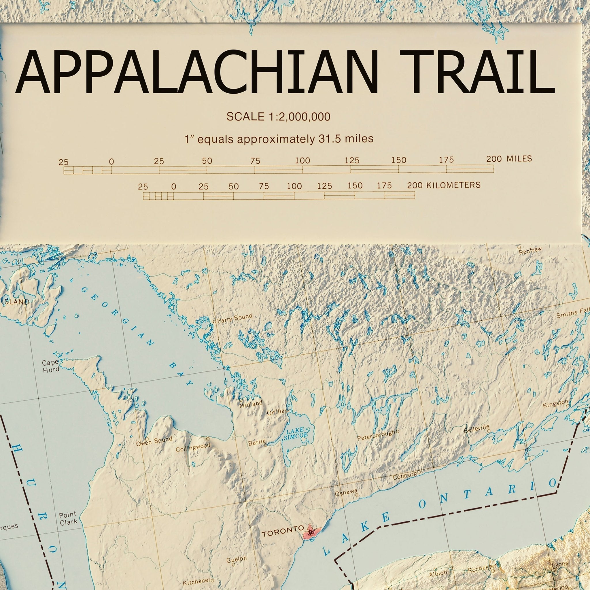 Appalachian Trail 1981 Shaded Relief Map - Muir Way - Vintage Relief