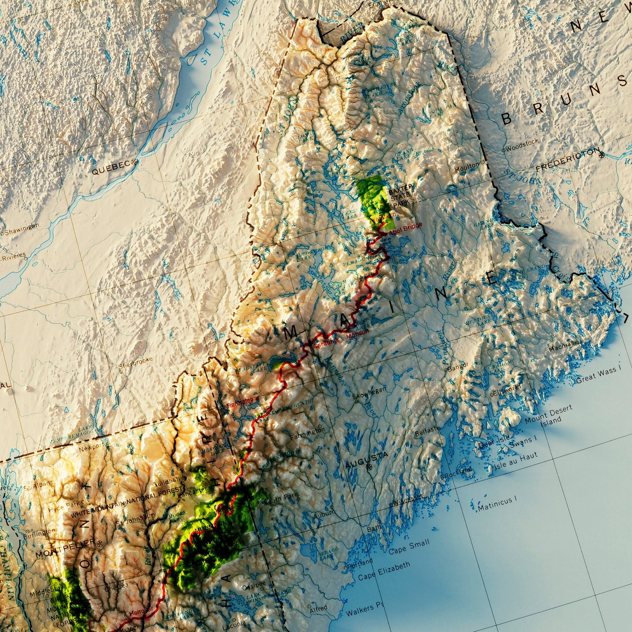 Appalachian Trail 1981 Shaded Relief Map - Muir Way - Vintage Relief