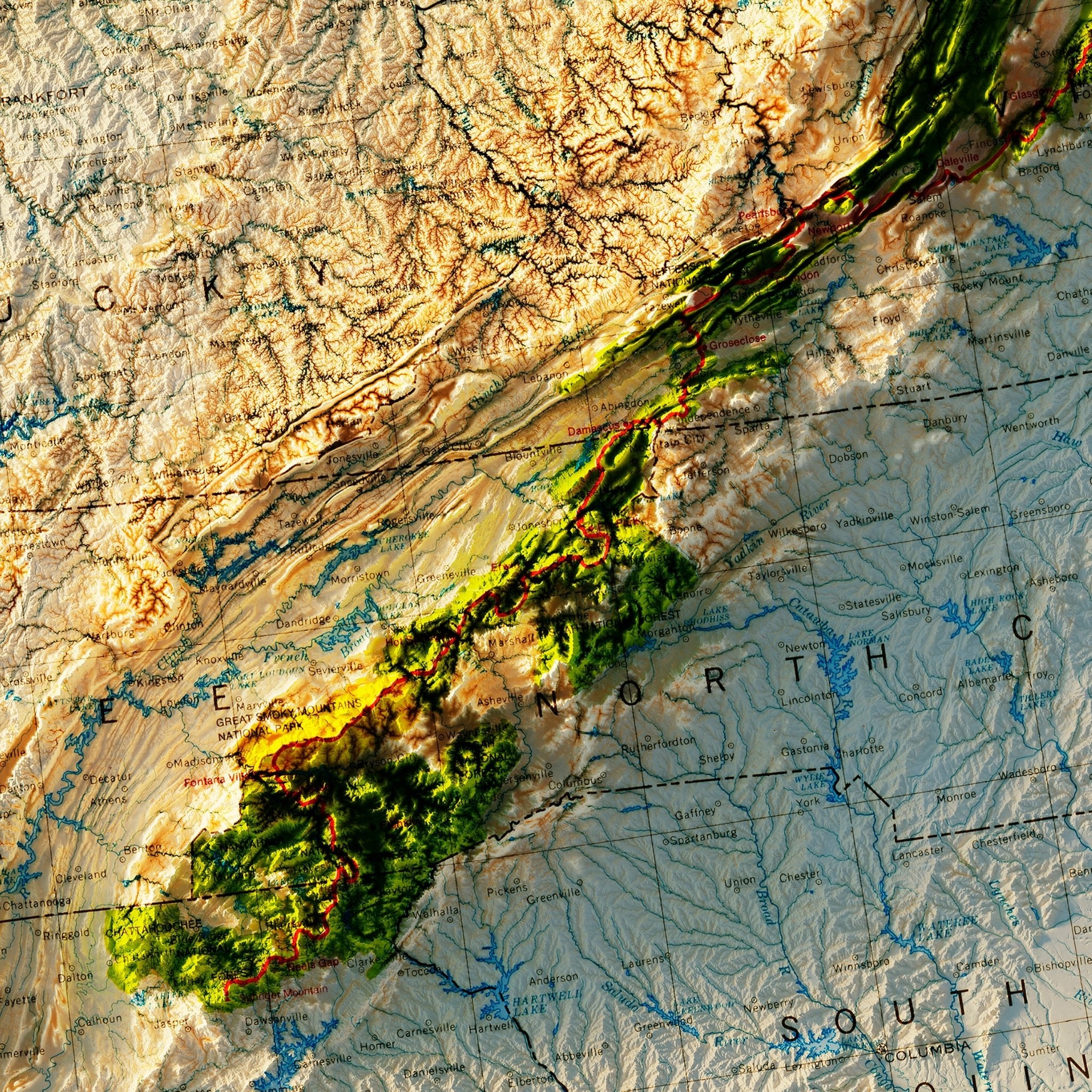 Appalachian Trail 1981 Shaded Relief Map - Muir Way - Vintage Relief