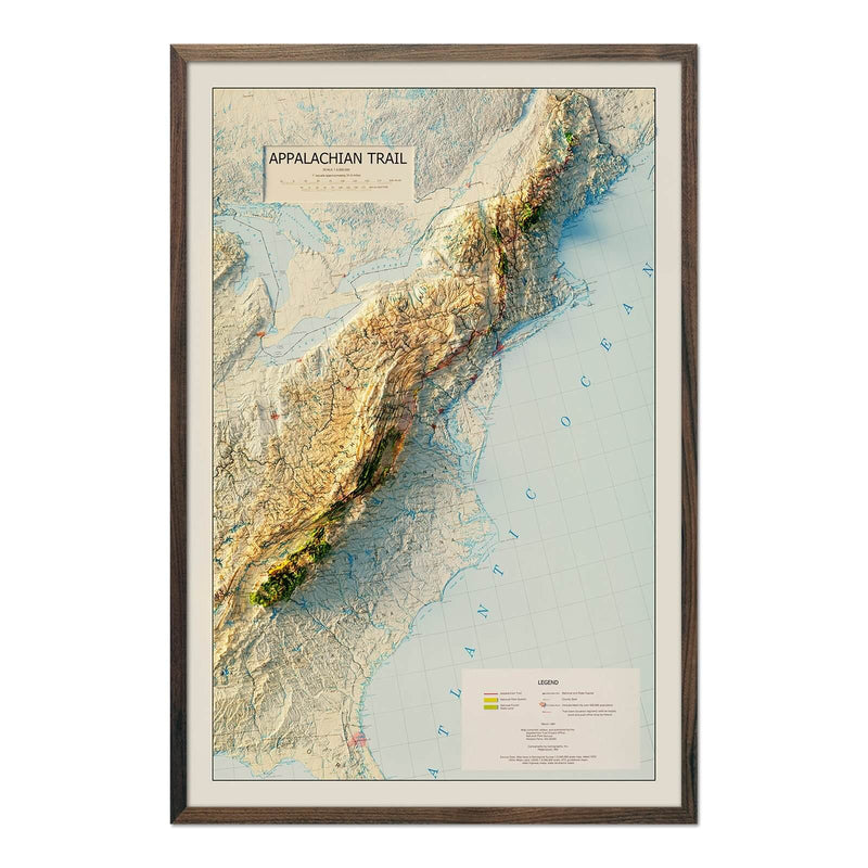 Appalachian Trail 1981 Shaded Relief Map - Muir Way - Vintage Relief