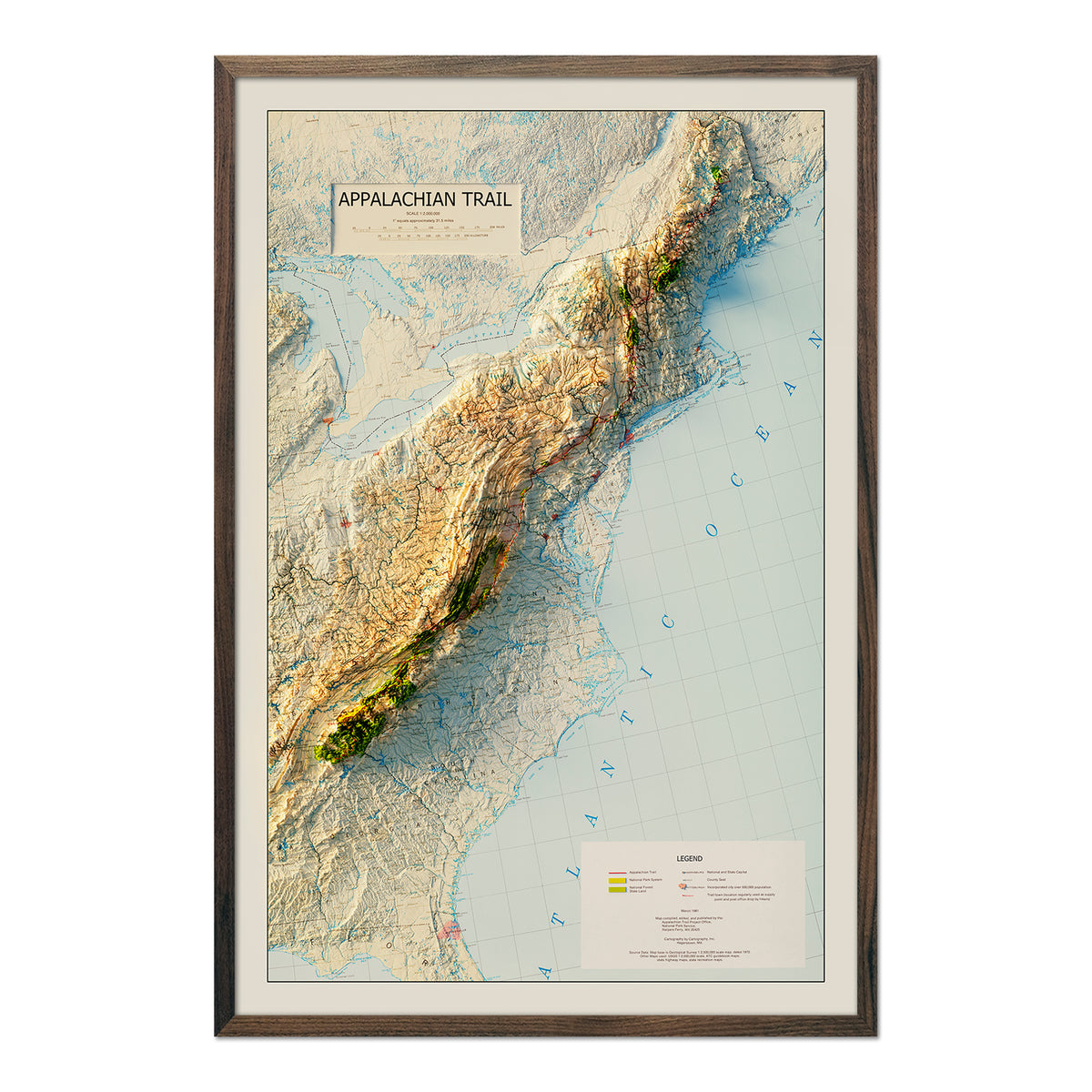 Vintage Relief Map Of Appalachian Trail (1981) | Muir Way