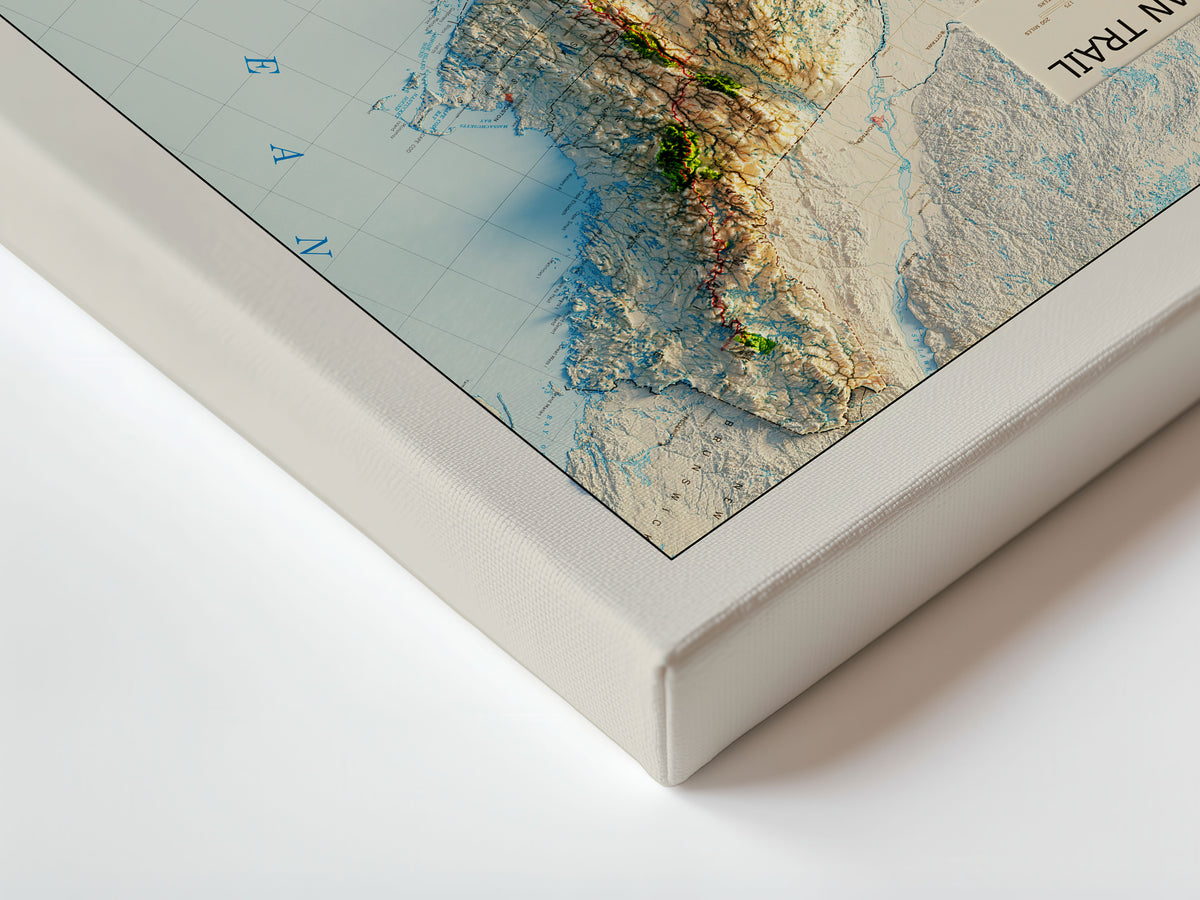 Appalachian Trail 1981 Shaded Relief Map – XL Canvas - Muir Way - XL Canvas