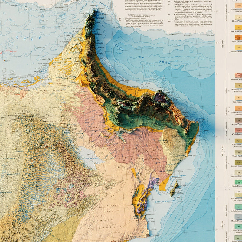 Arabian Peninsula 1963 Shaded Relief Map - Muir Way - Vintage Relief