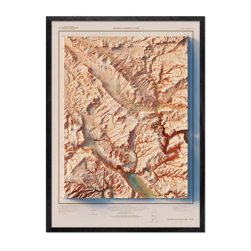 Vintage Arches Relief Map - 1974