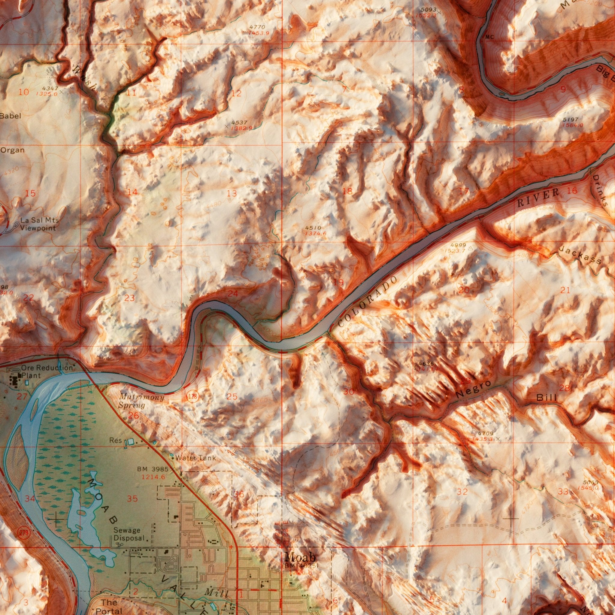 Arches National Park 1974 Shaded Relief Map - Muir Way - Vintage Relief
