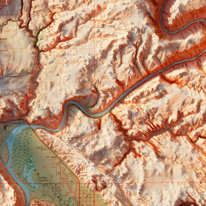 Arches National Park 1974 Shaded Relief Map - Muir Way - Vintage Relief