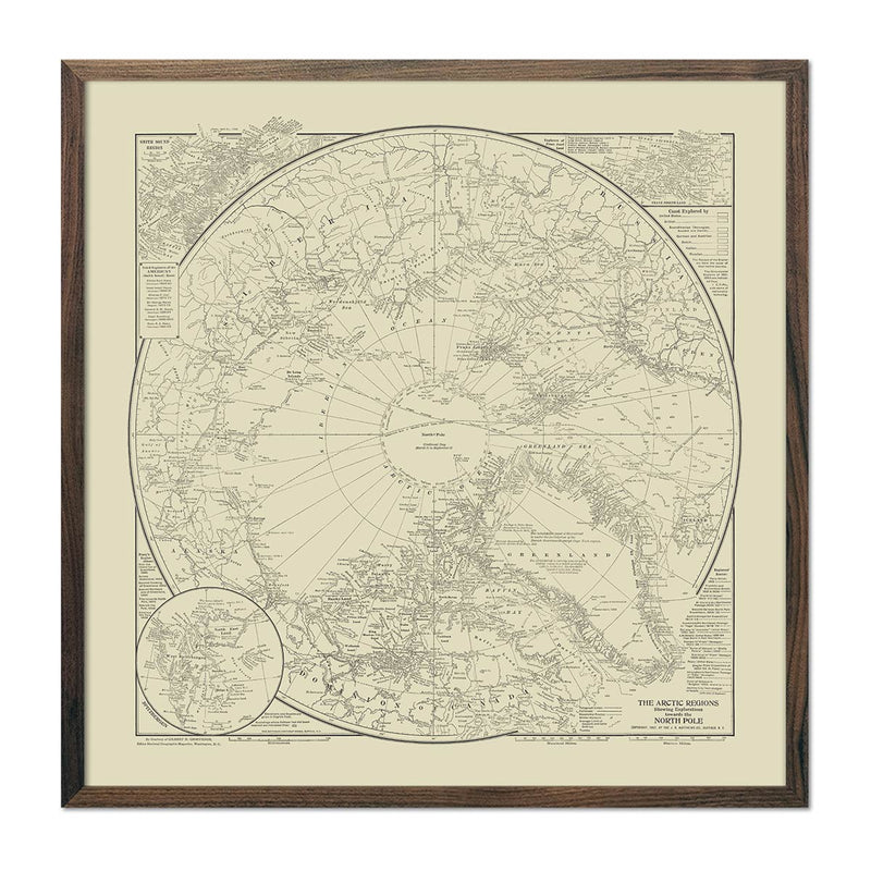 Arctic Regions Showing Explorations Towards the North Pole 1907 - Muir Way - Vintage Map