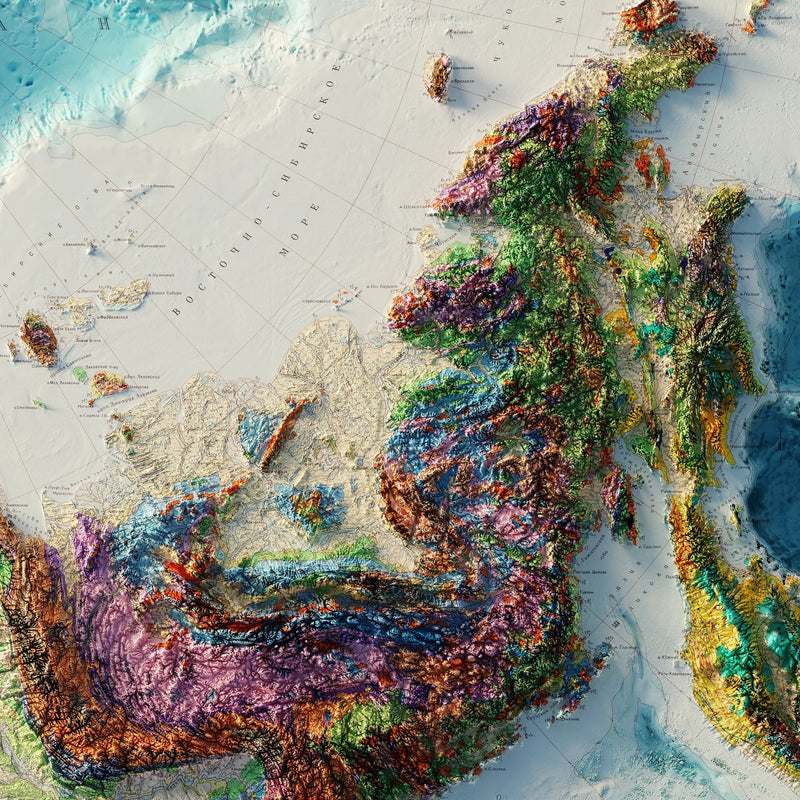 Arctic and Subarctic Geological 1966 Shaded Relief Map - Muir Way - Vintage Relief