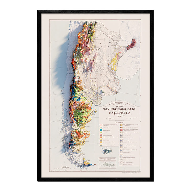 Argentina 1941 Shaded Relief Map - Muir Way - Vintage Relief