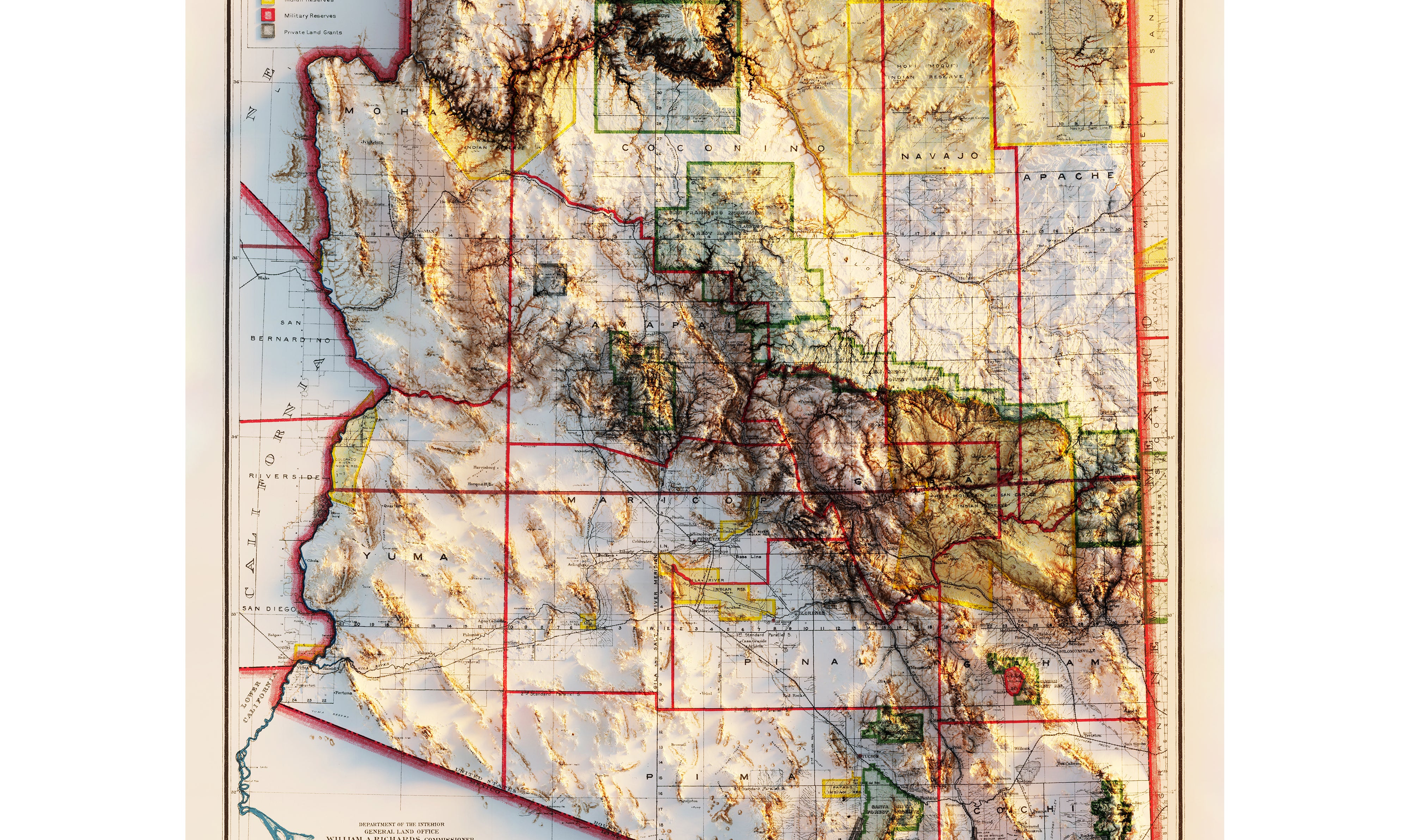 Vintage Arizona Relief Map - 1903