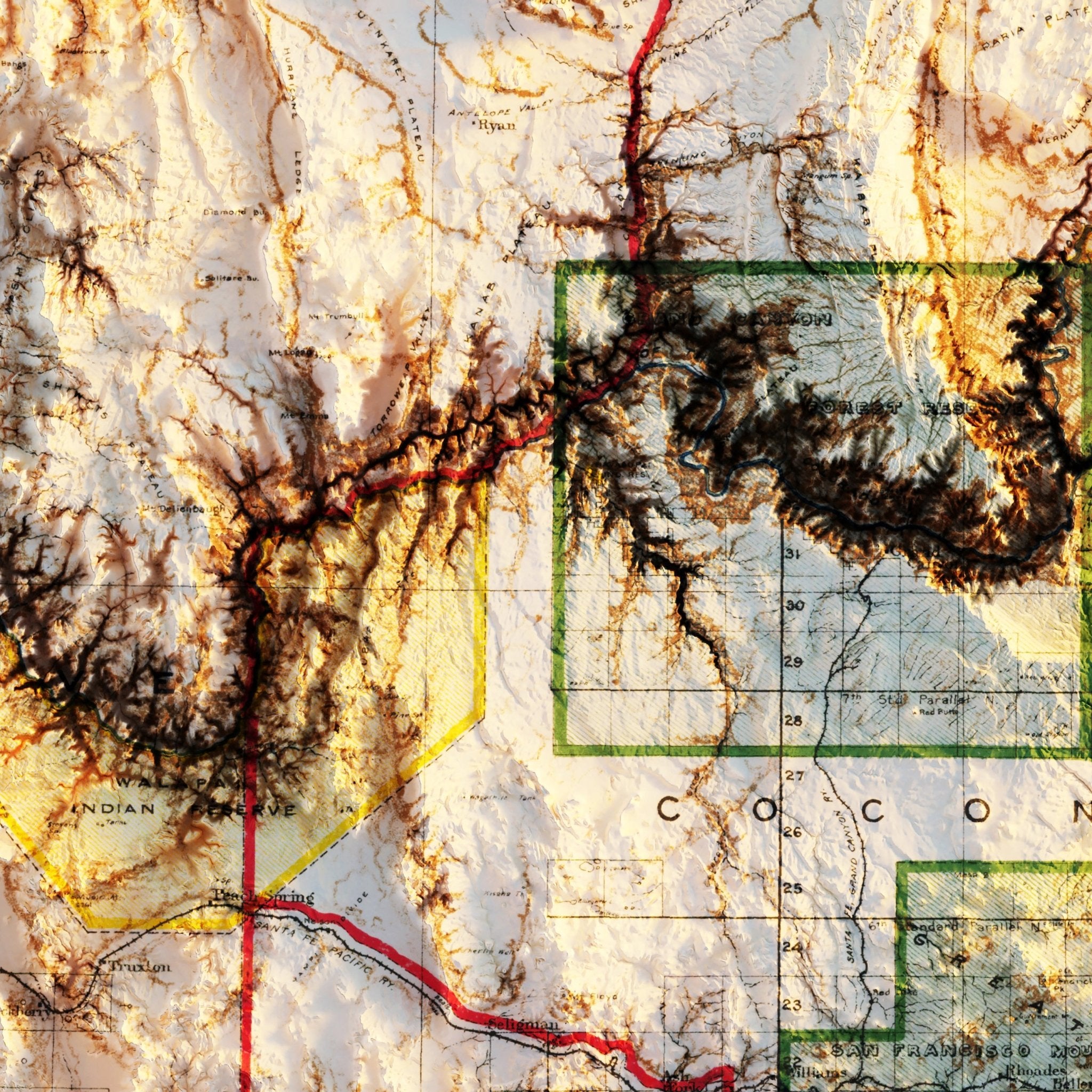 Arizona 1903 Shaded Relief Map - Muir Way - Vintage Relief