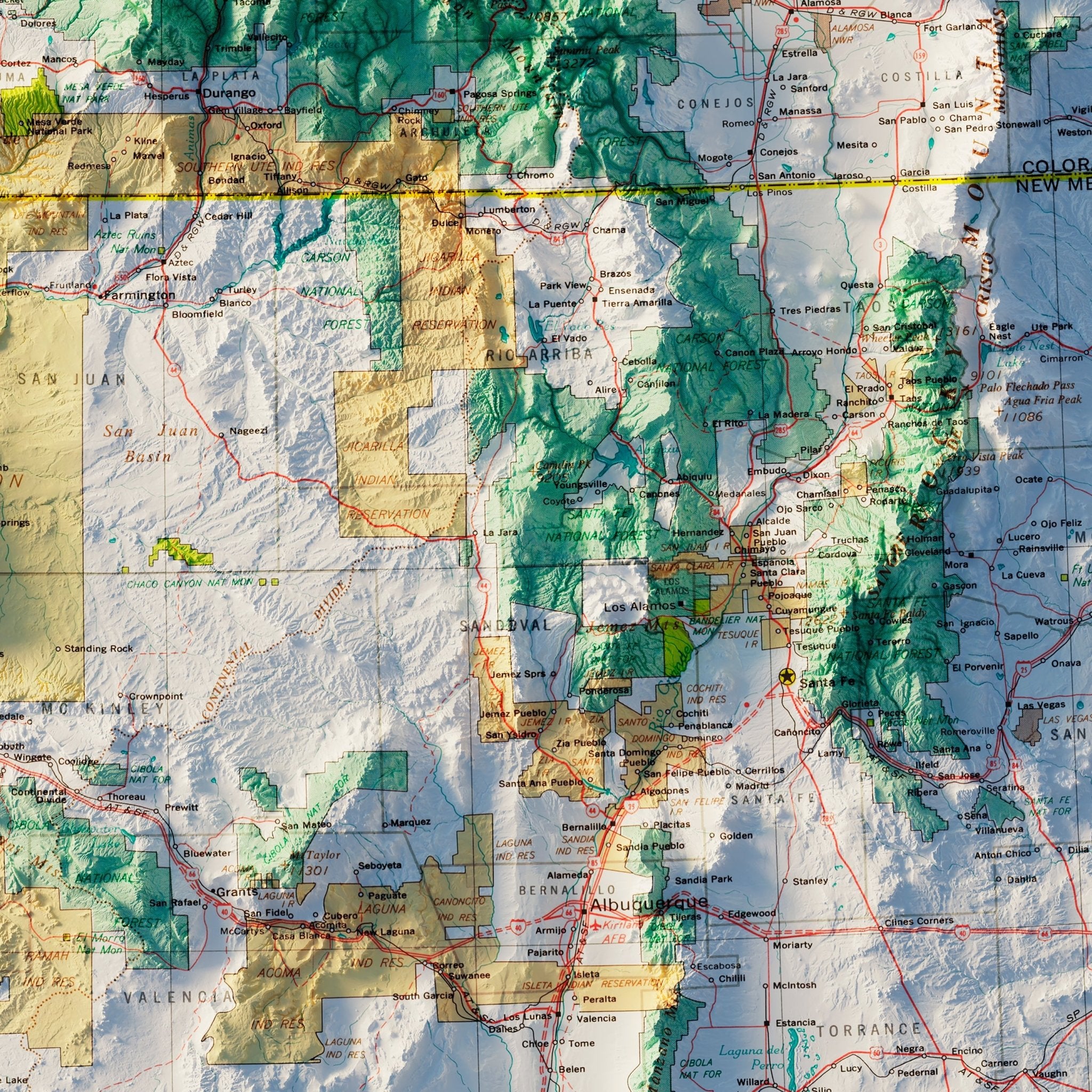 Arizona and New Mexico 1970 Shaded Relief Map - Muir Way - Vintage Relief