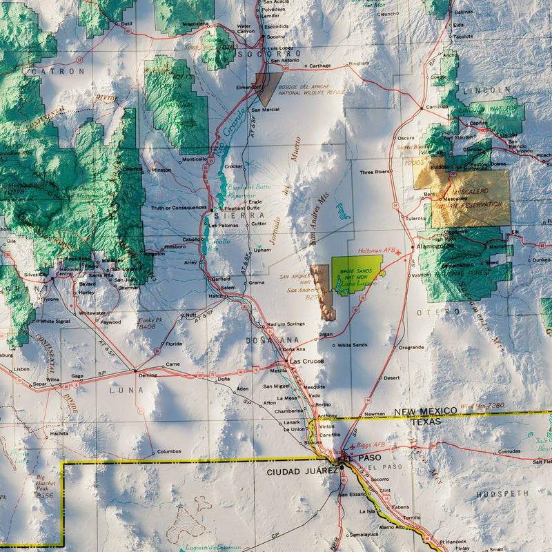 Arizona and New Mexico 1970 Shaded Relief Map - Muir Way - Vintage Relief