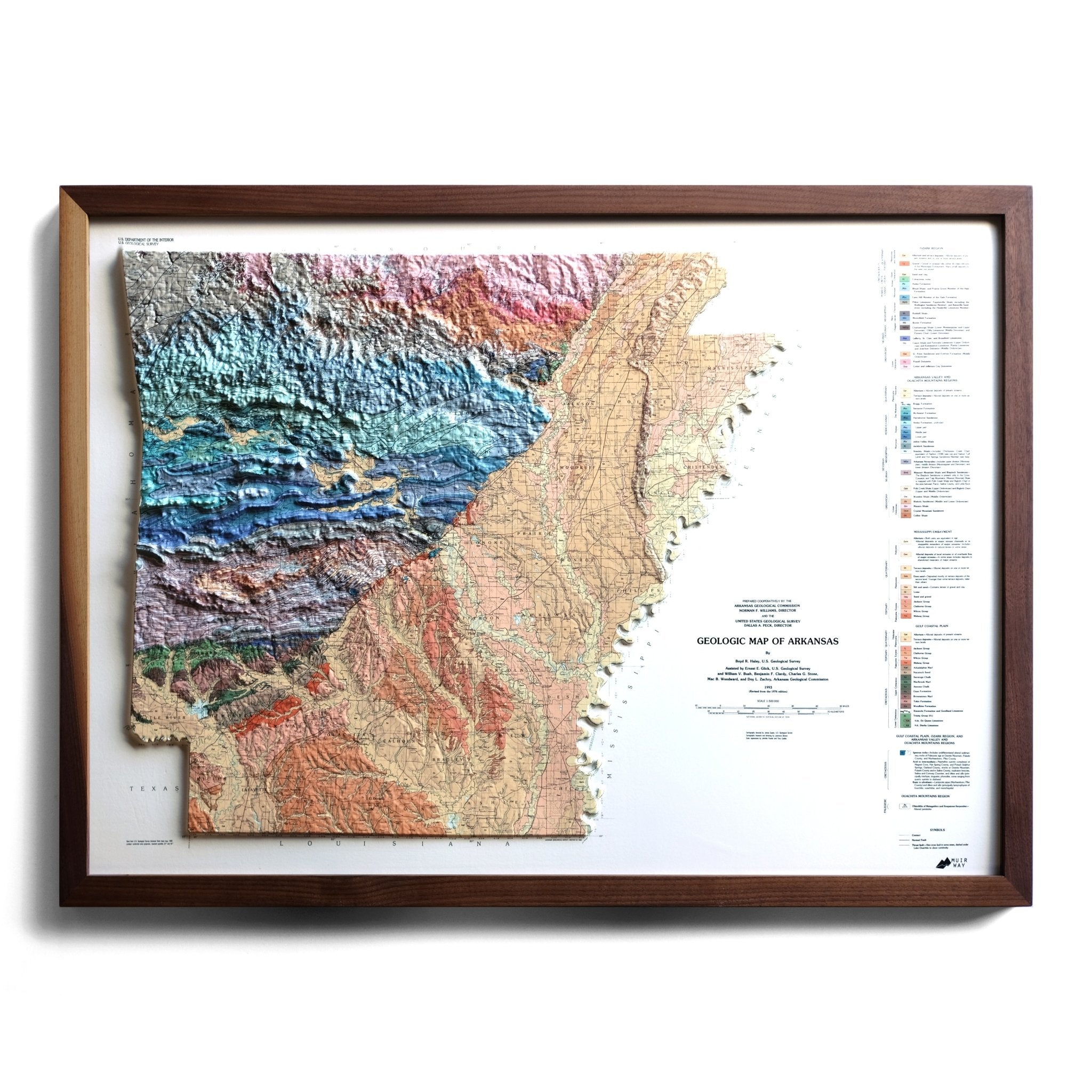 Arkansas 1993 3D Raised Relief Map - Muir Way - 3D