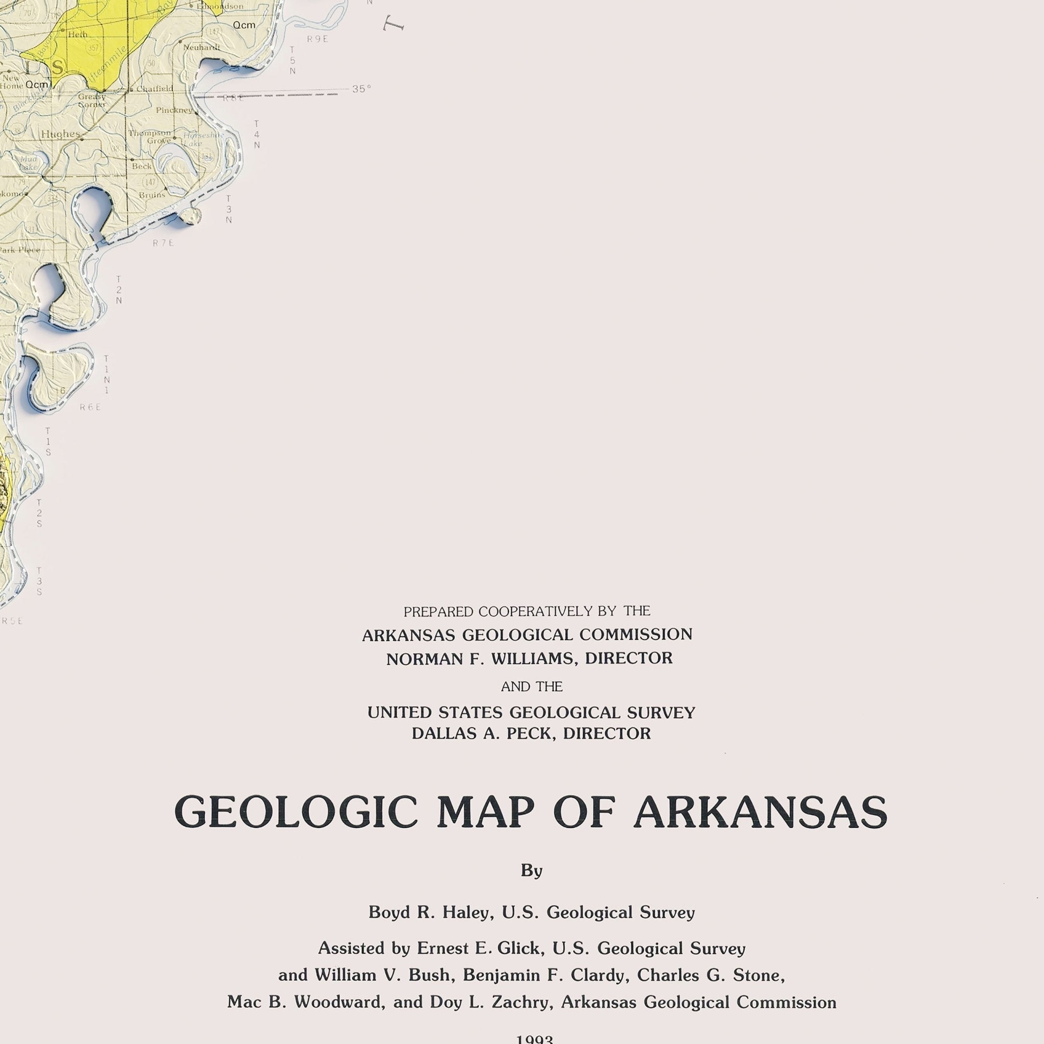 Arkansas 1993 Shaded Relief Map - Muir Way - Vintage Relief