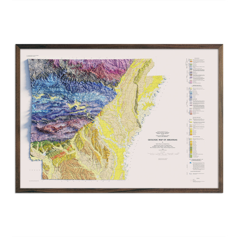 Arkansas 1993 Shaded Relief Map - Muir Way - Vintage Relief