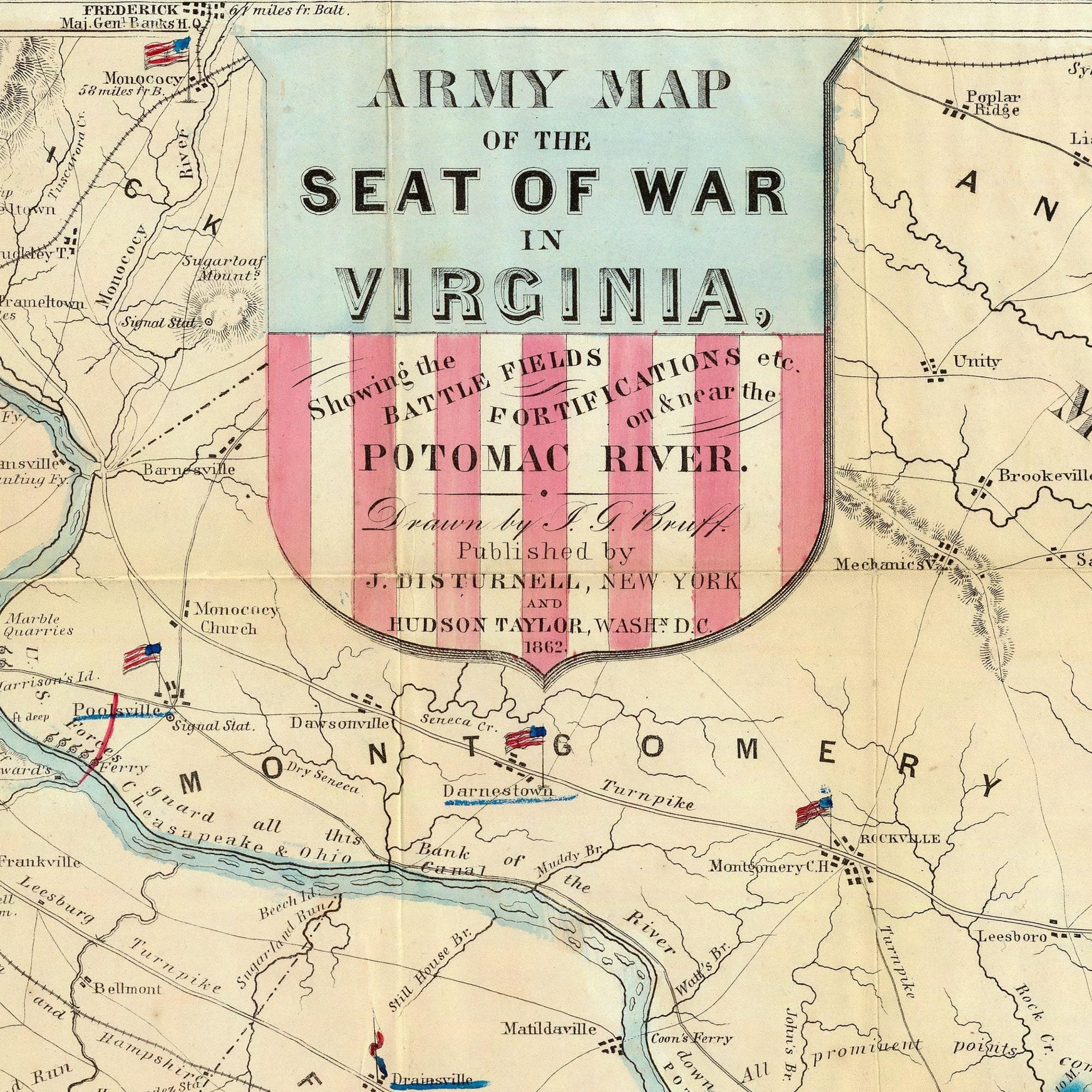 Army Map of the Seat of War in Virginia - Muir Way - Vintage Map