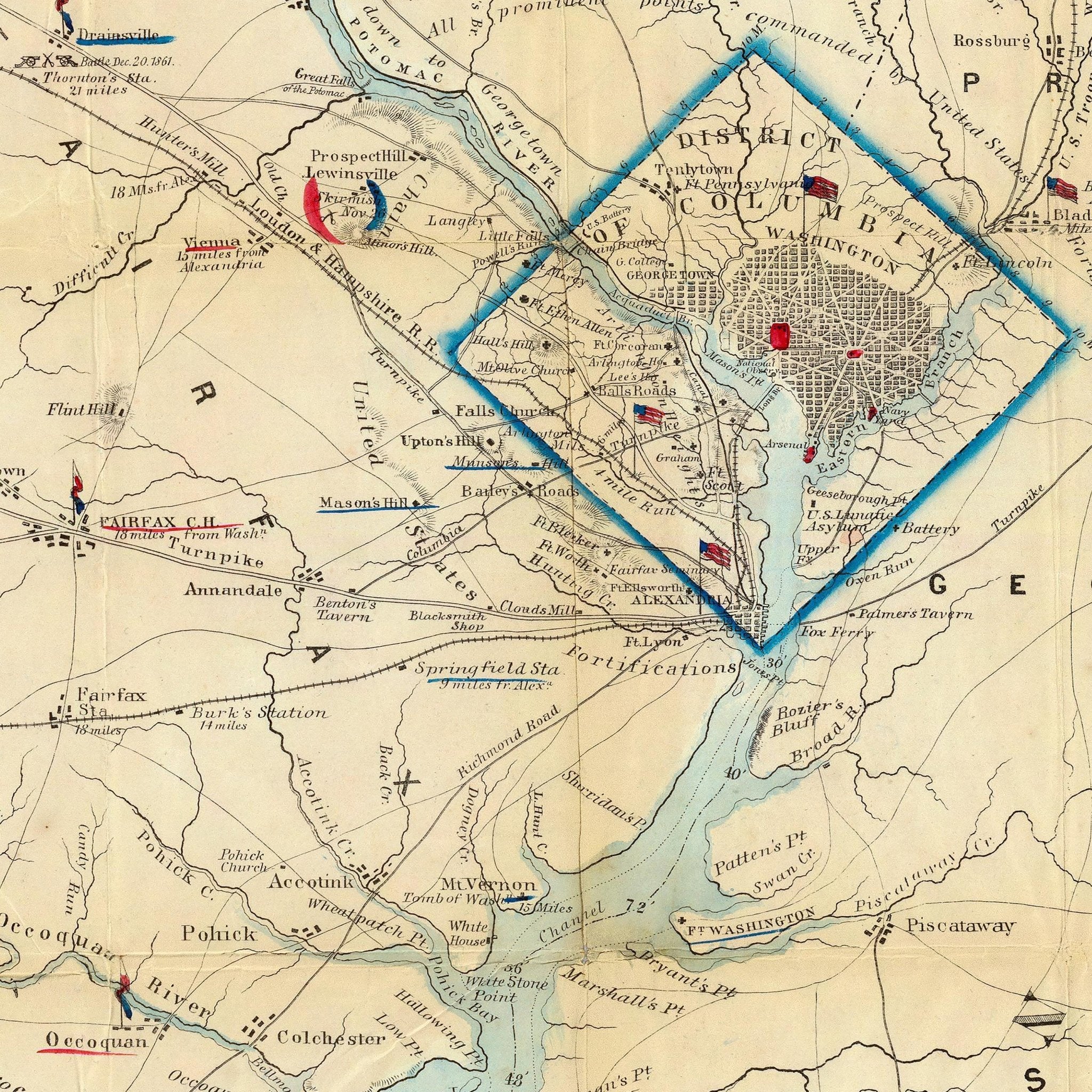 Army Map of the Seat of War in Virginia - Muir Way - Vintage Map