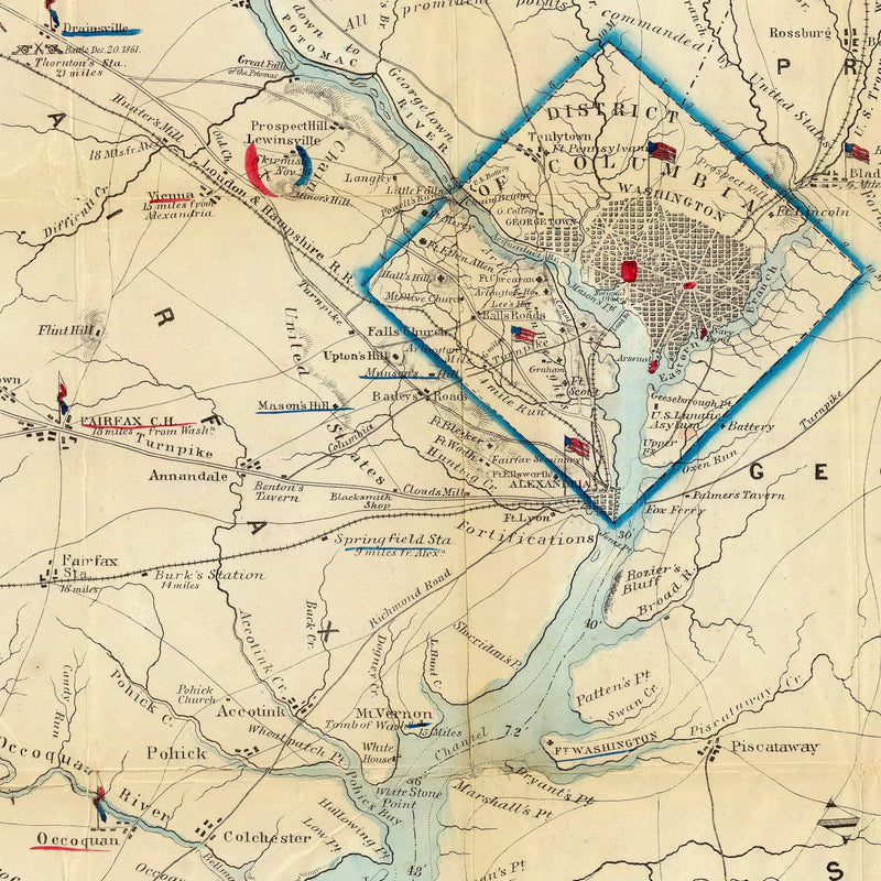 Army Map of the Seat of War in Virginia - Muir Way - Vintage Map