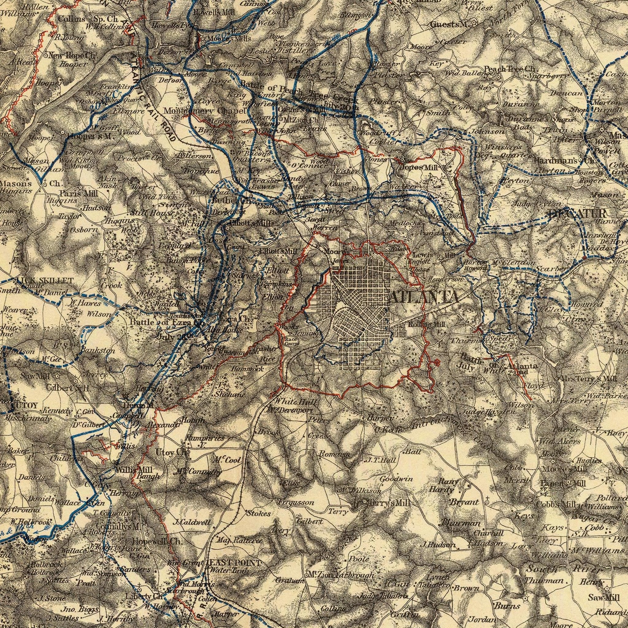 Atlanta Campaign Map 5 - Muir Way - Vintage Map