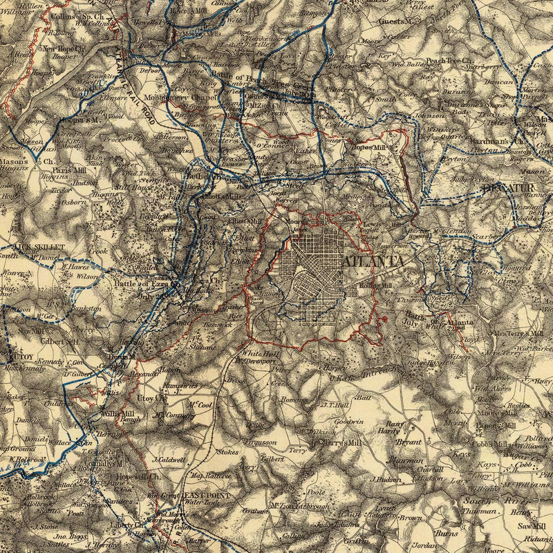 Atlanta Campaign Map 5 - Muir Way - Vintage Map