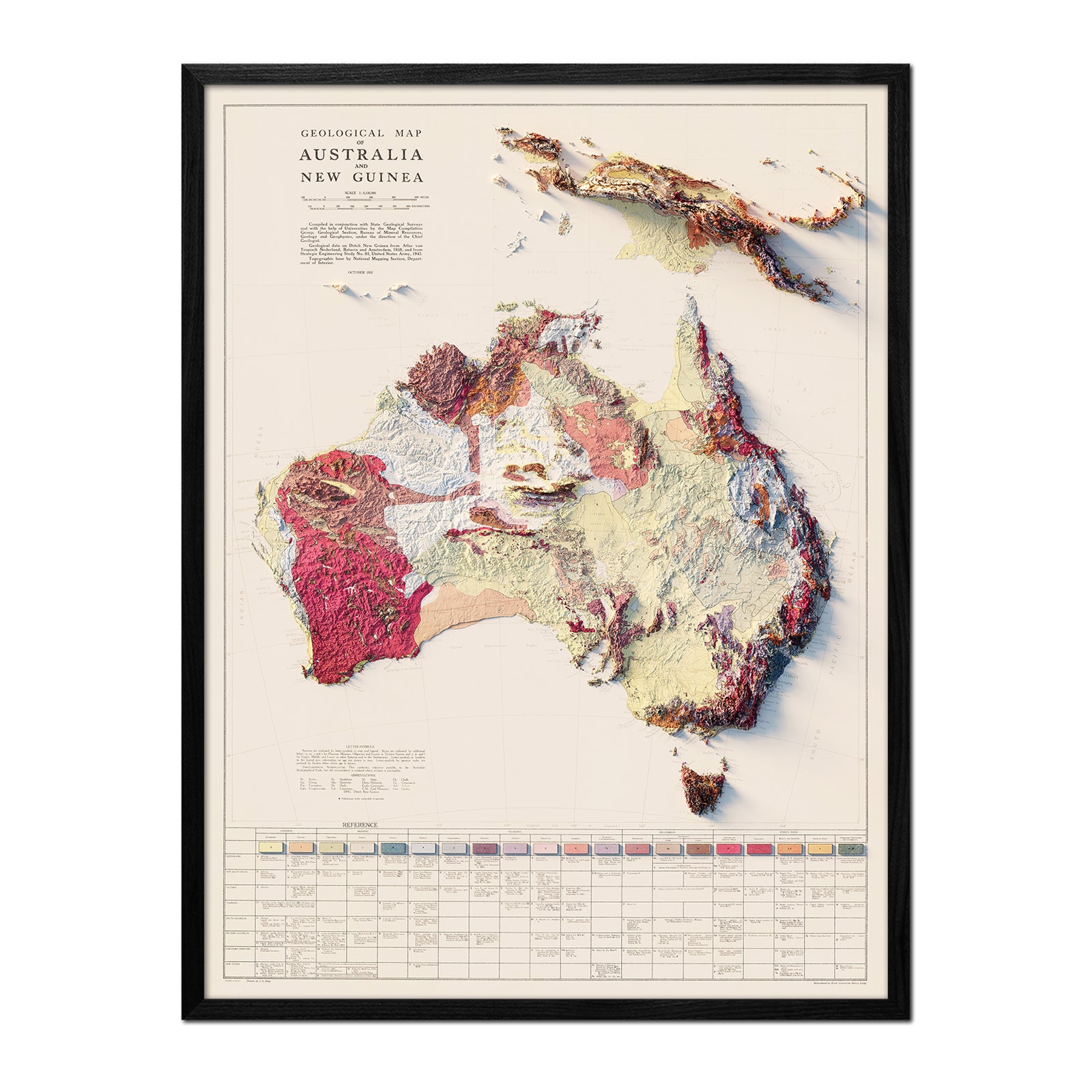 Australia and New Guinea Relief Map - 1952