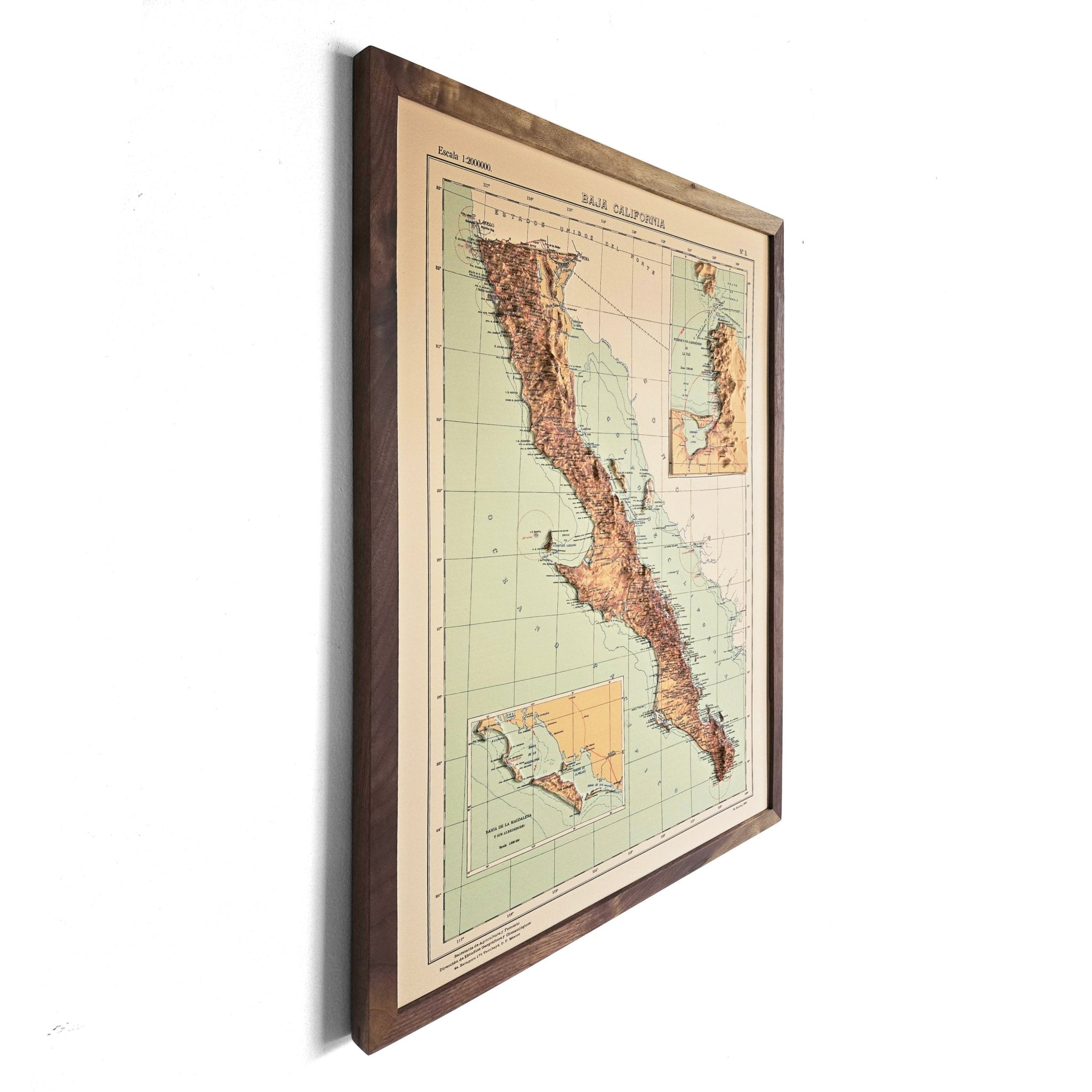 Baja California 1922 3D Raised Relief Map - Muir Way - 3D