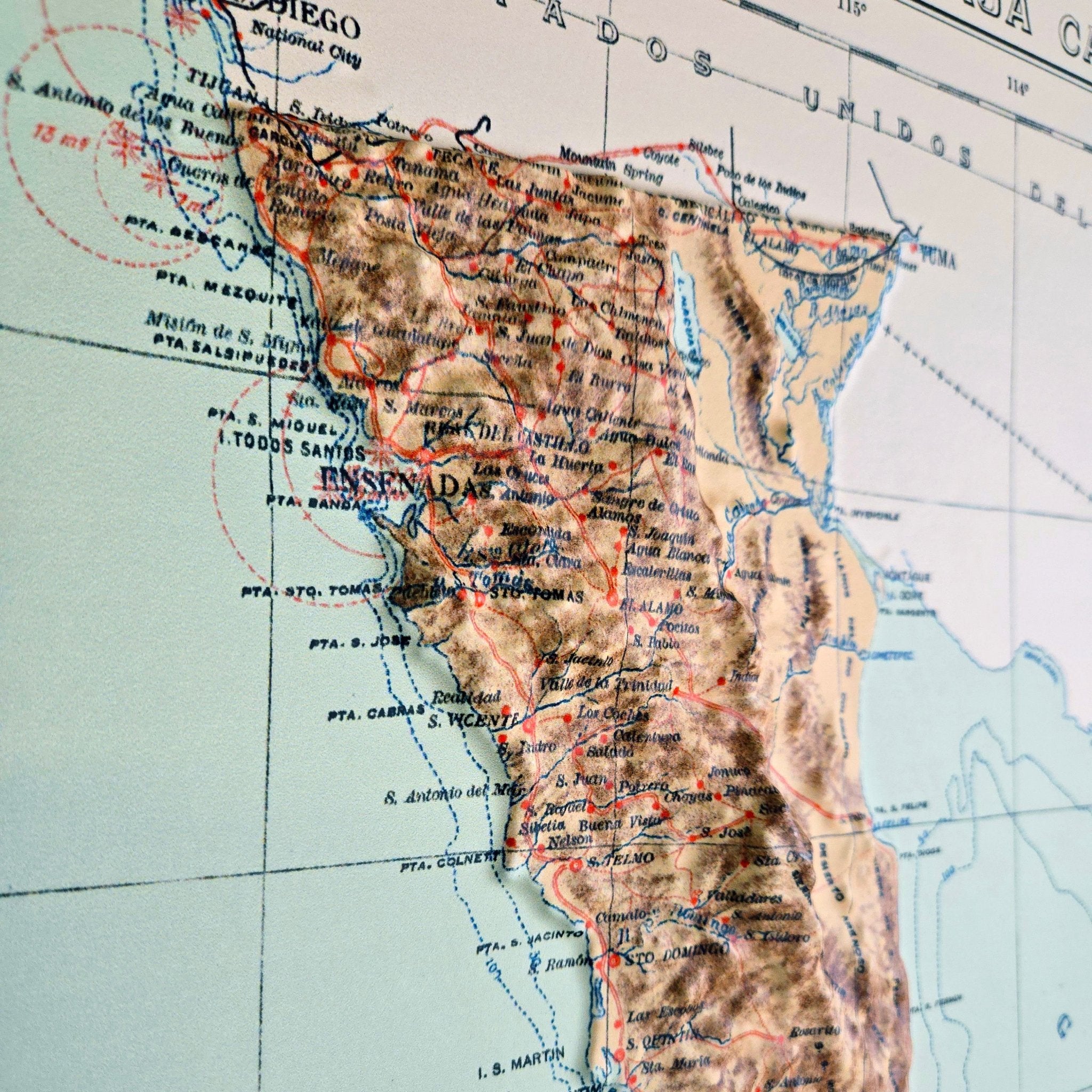 Baja California 1922 3D Raised Relief Map - Muir Way - 3D