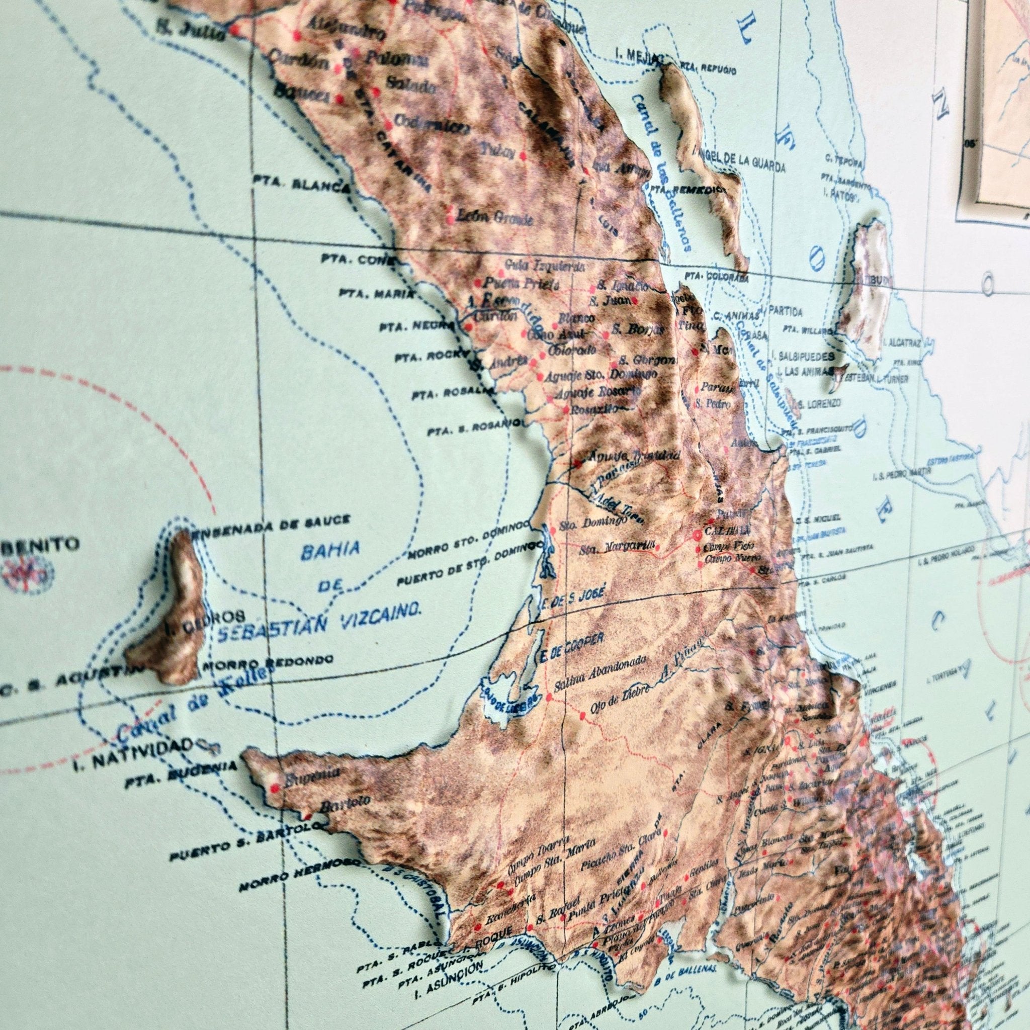 Baja California 1922 3D Raised Relief Map - Muir Way - 3D