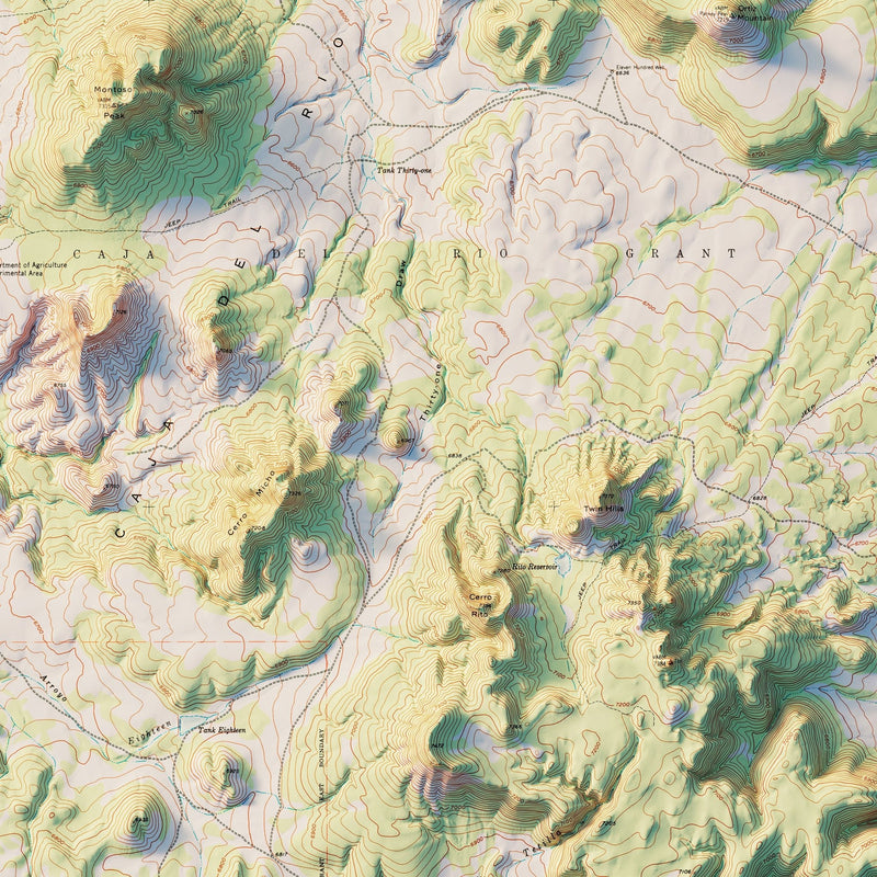 Bandelier 1953 Shaded Relief Map - Muir Way - Vintage Relief