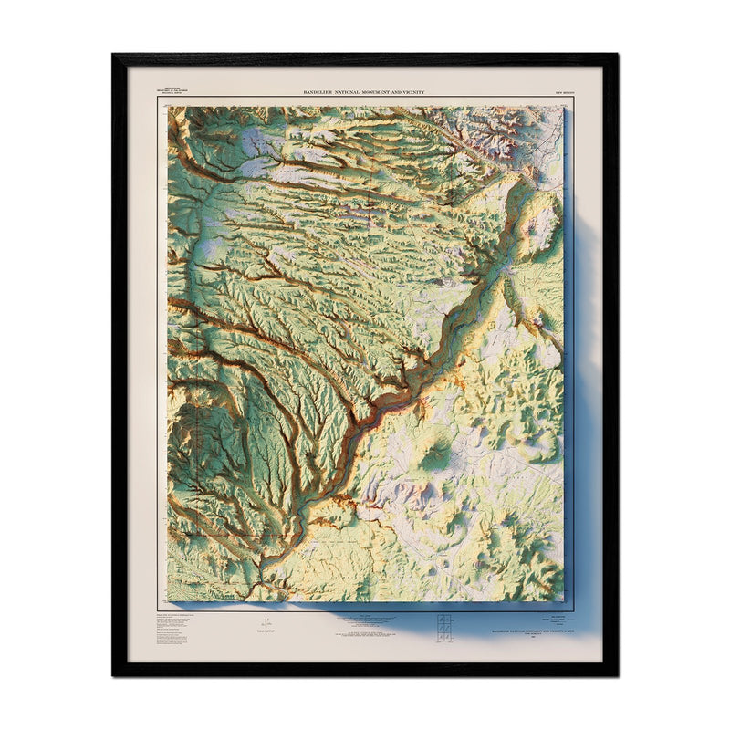 Bandelier 1953 Shaded Relief Map - Muir Way - Vintage Relief