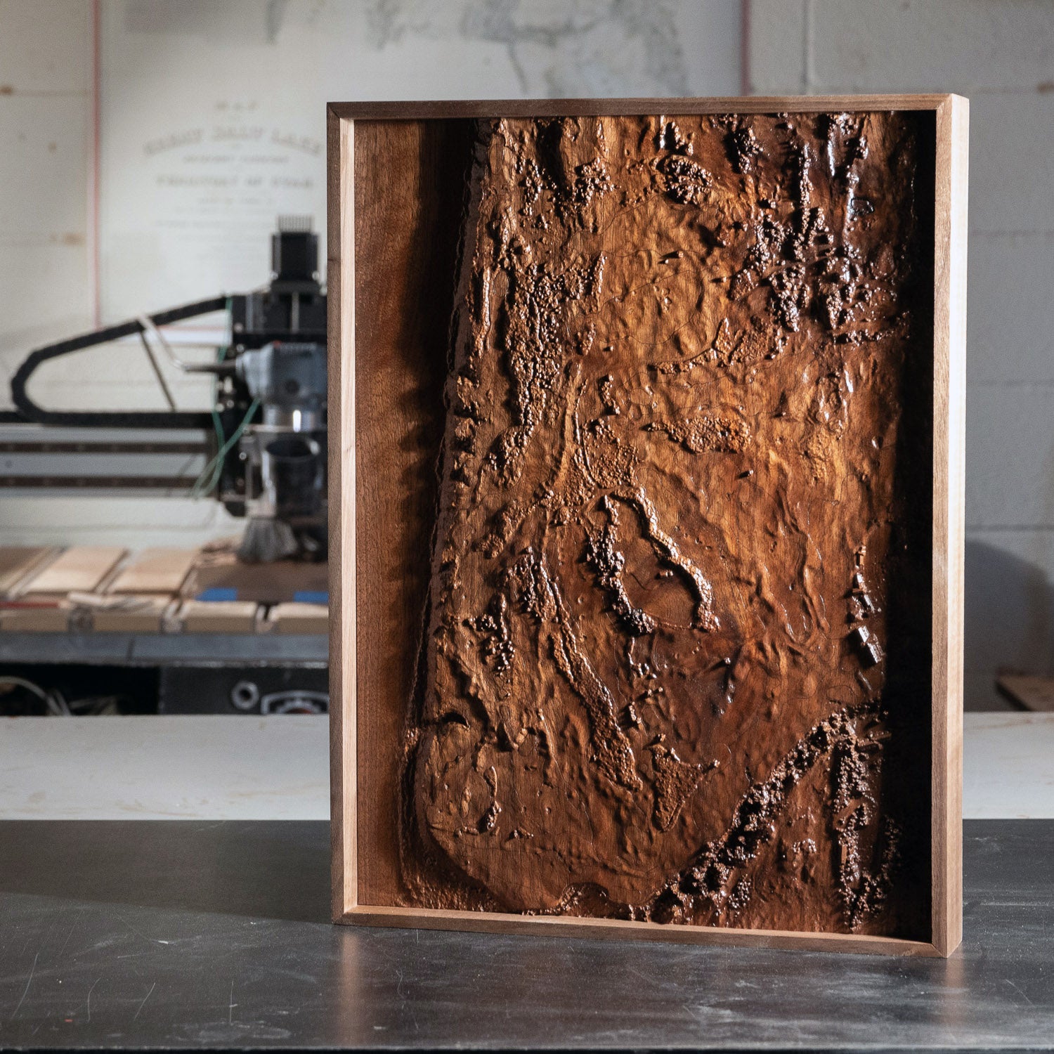 Bandon Dunes 3D Wood-Carved Walnut Map | Muir Way