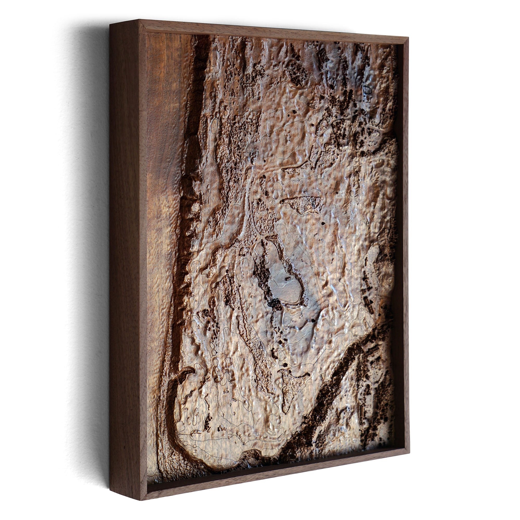 Bandon Dunes 3D Wood-Carved Walnut Map | Muir Way