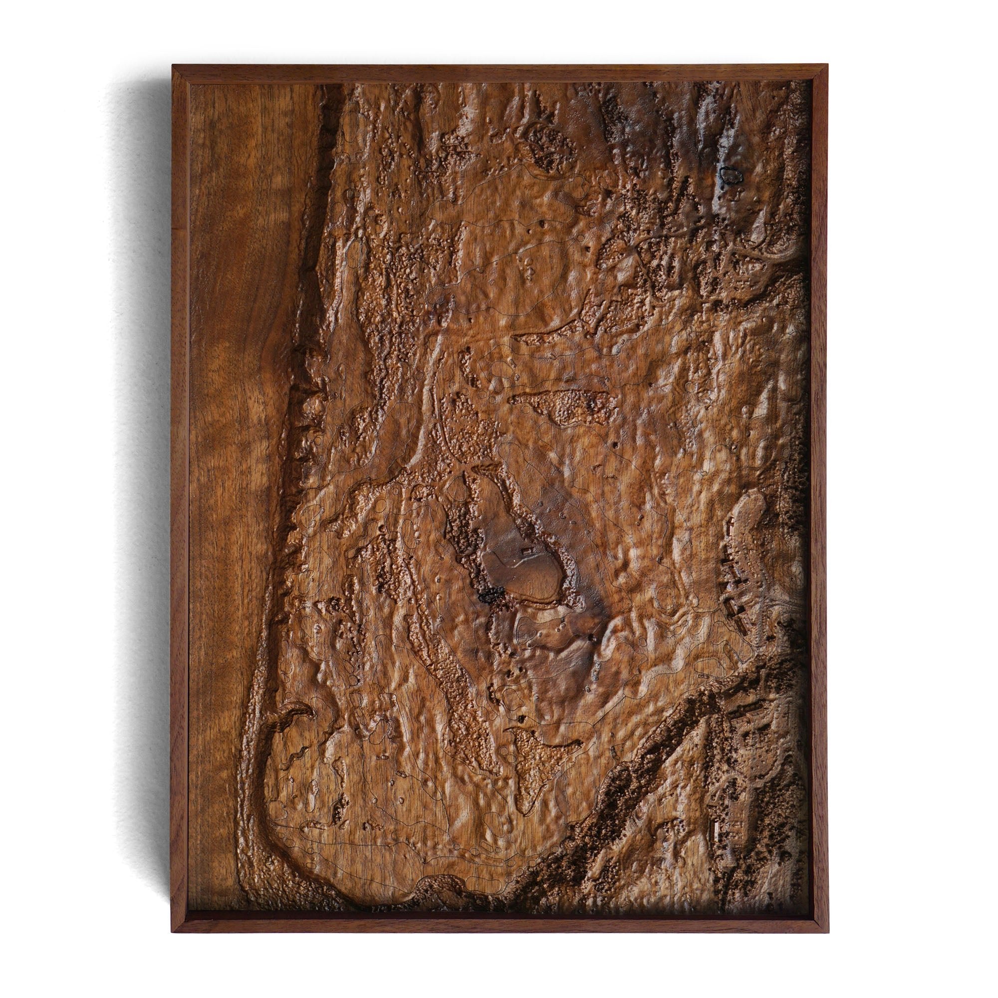 Bandon Dunes 3D Wood-Carved Walnut Map | Muir Way