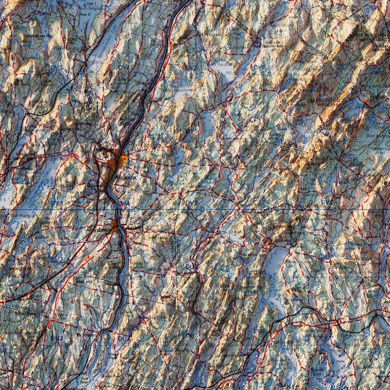 Bangor, Maine 1960 Shaded Relief Map - Muir Way - Vintage Relief