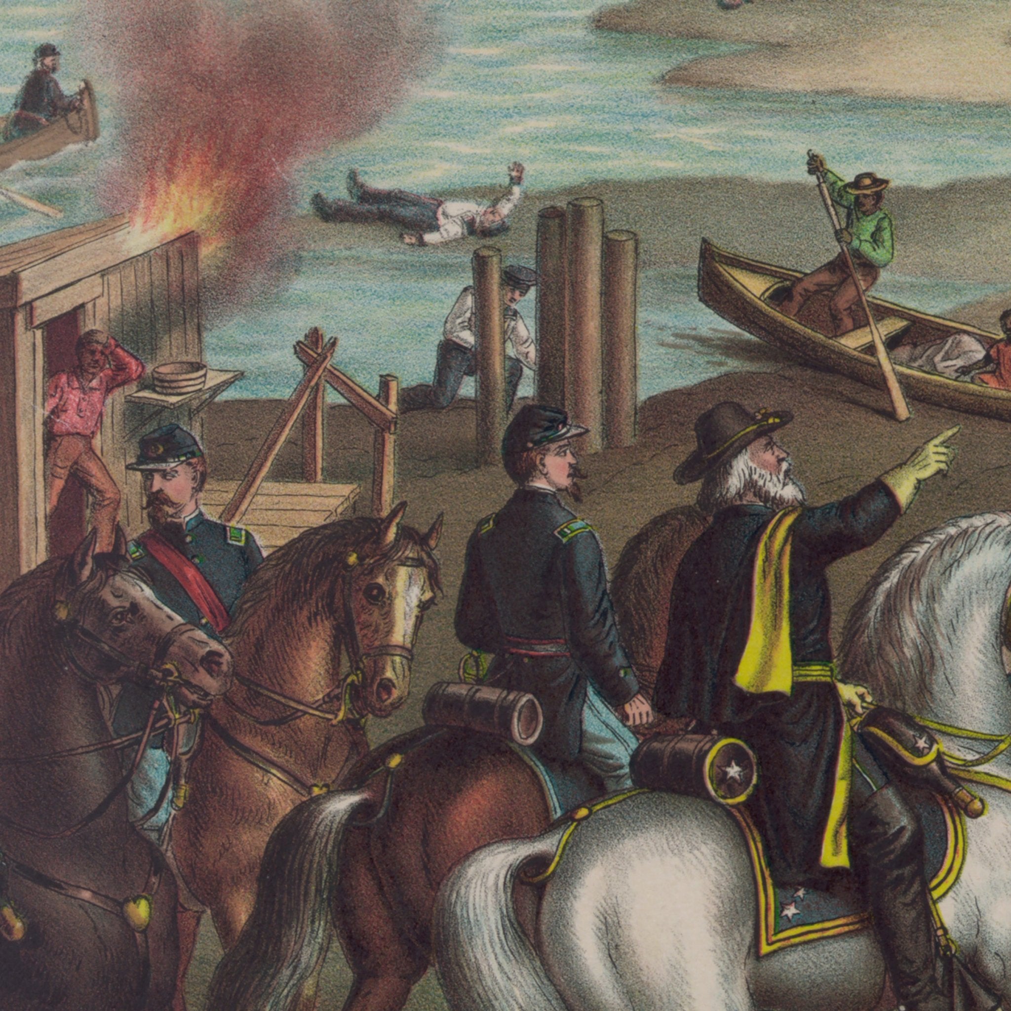 Battle between the Monitor and Merrimac - Muir Way - Vintage Map