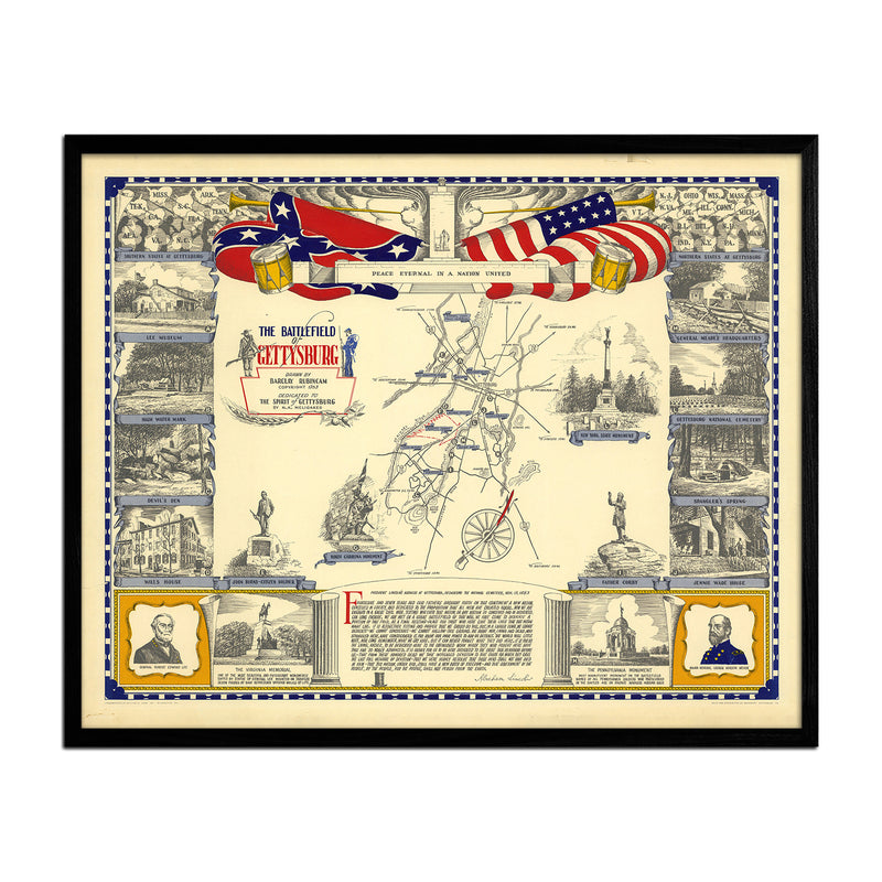 Battlefield of Gettysburg - Muir Way - Vintage Map