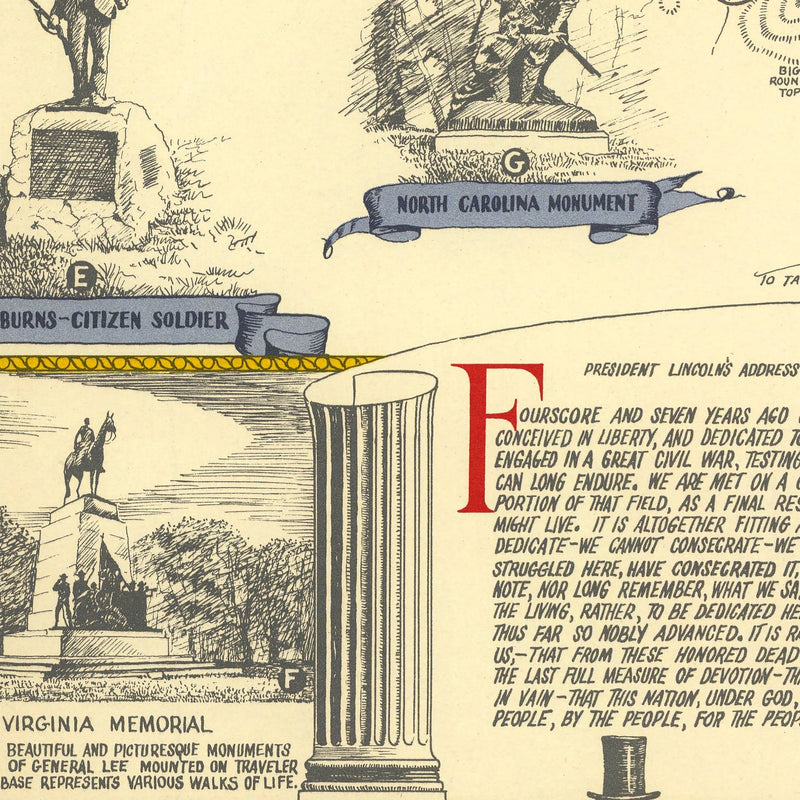 Battlefield of Gettysburg - Muir Way - Vintage Map