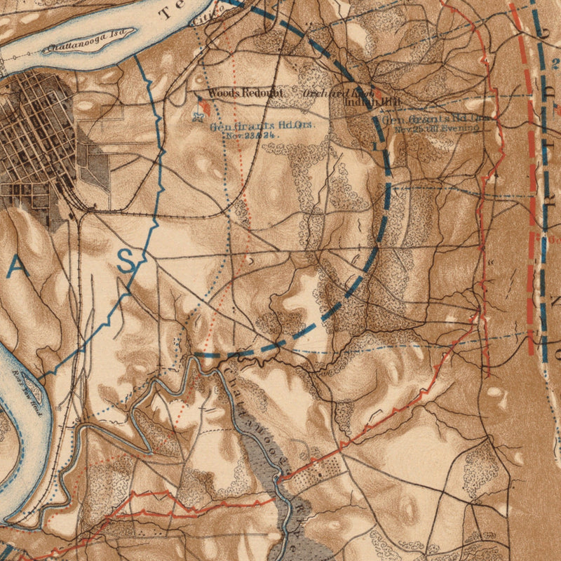 Battlefield of Chattanooga - Muir Way - Vintage Map