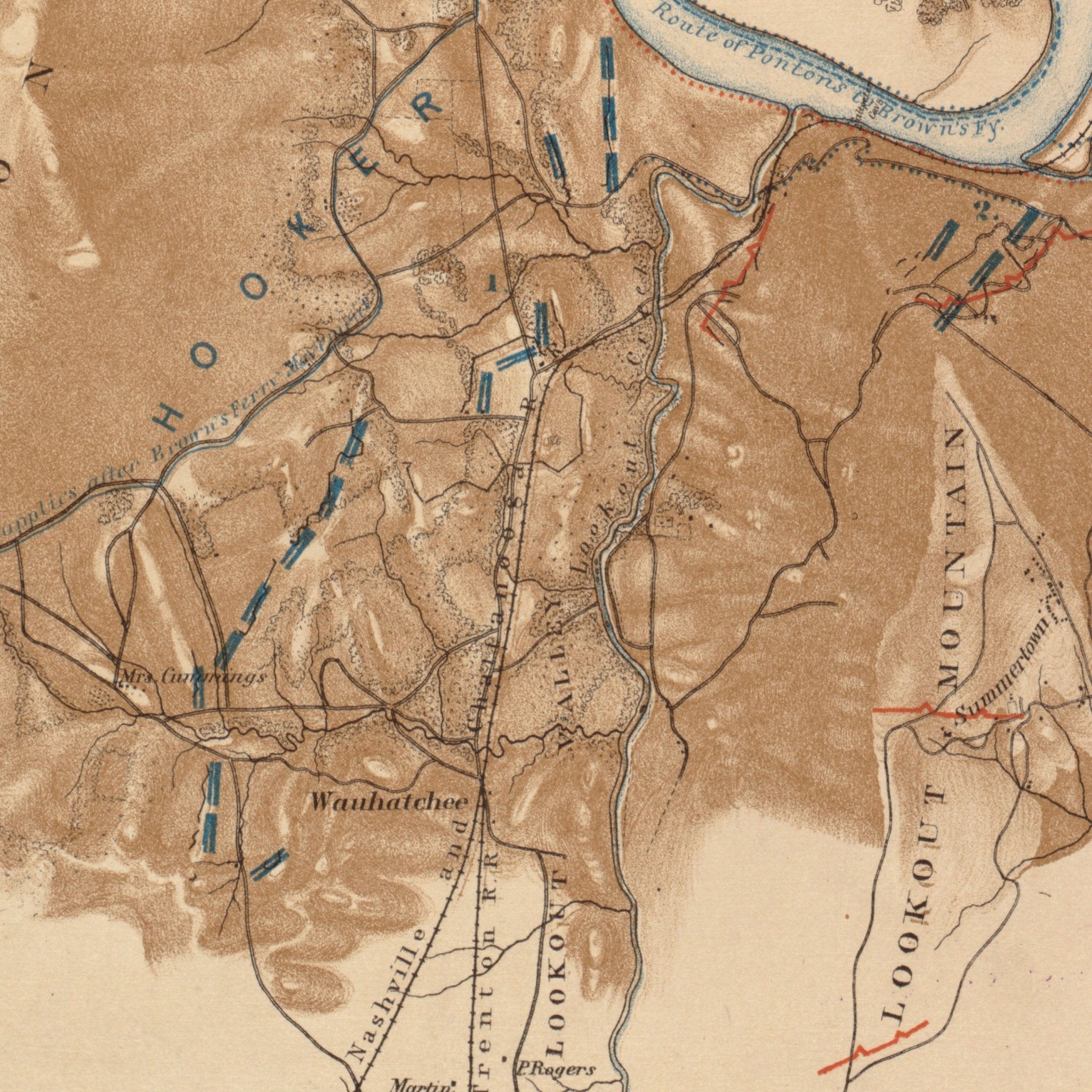 Battlefield of Chattanooga - Muir Way - Vintage Map