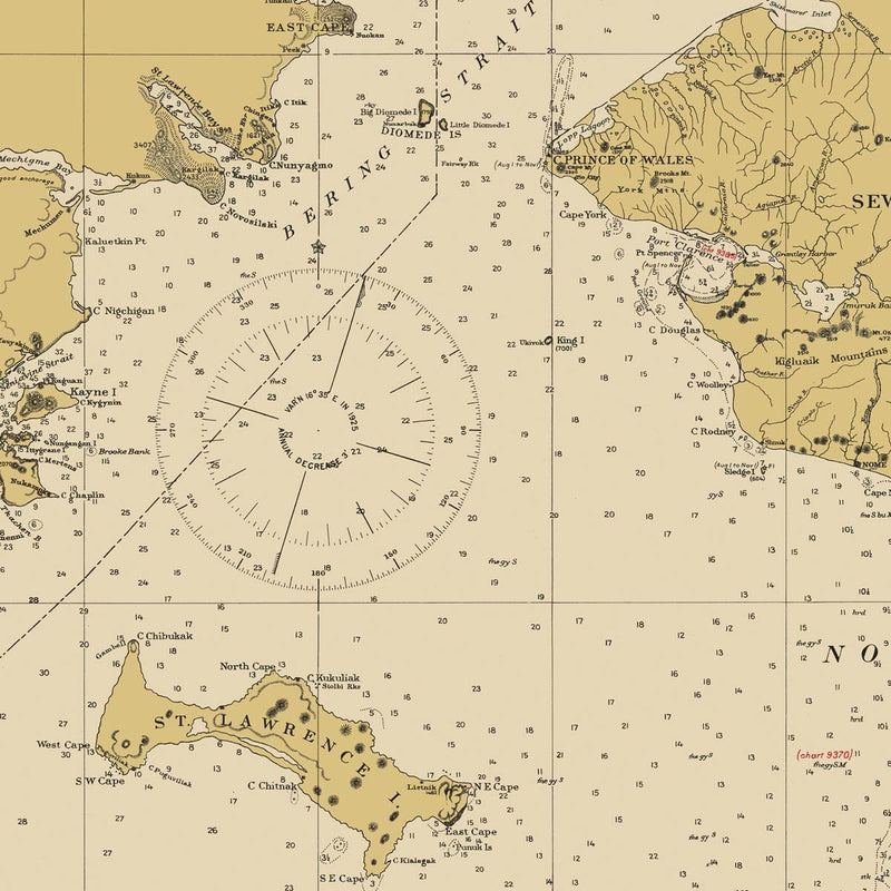 Bering Sea - Eastern Part Nautical Chart 1923 - Muir Way - Vintage Map